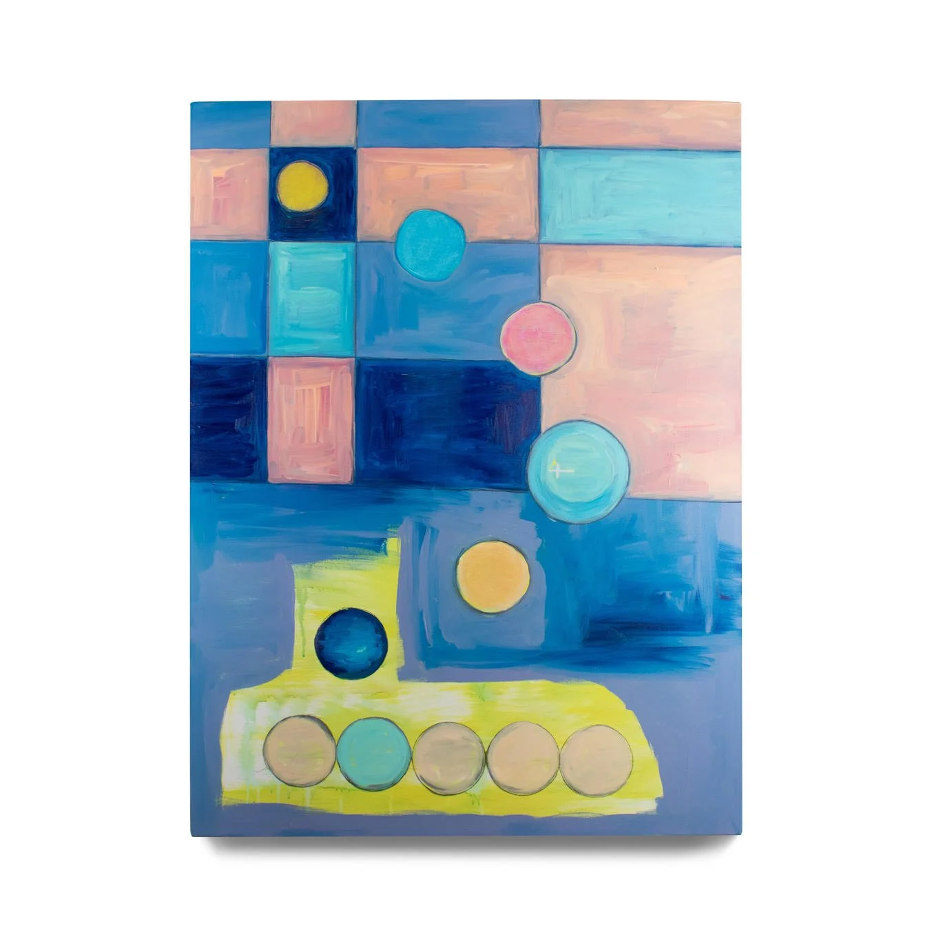 Ascent II. 2022. Acrylic paint, charcoal and pastel on canvas. 36 x 48 in.