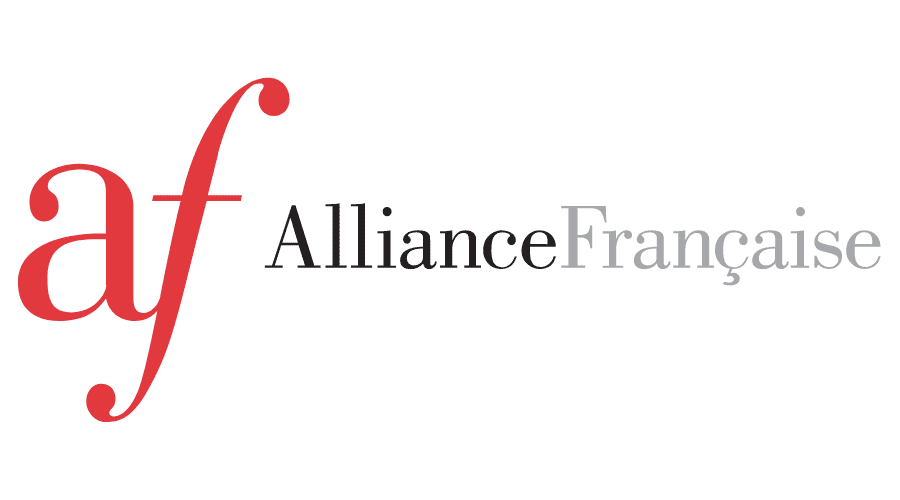 Logo of Alliance Française with red 'af' initials and black and gray text.