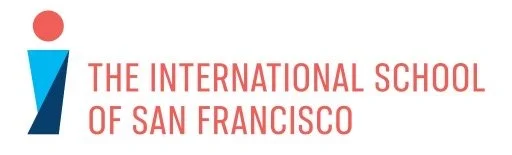 Logo of The International School of San Francisco with blue and red design elements and red text.