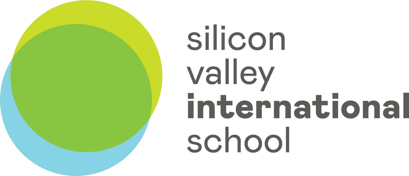 Logo for Silicon Valley International School featuring overlapping circles in green, blue, and yellow with the school name beside it in black text.