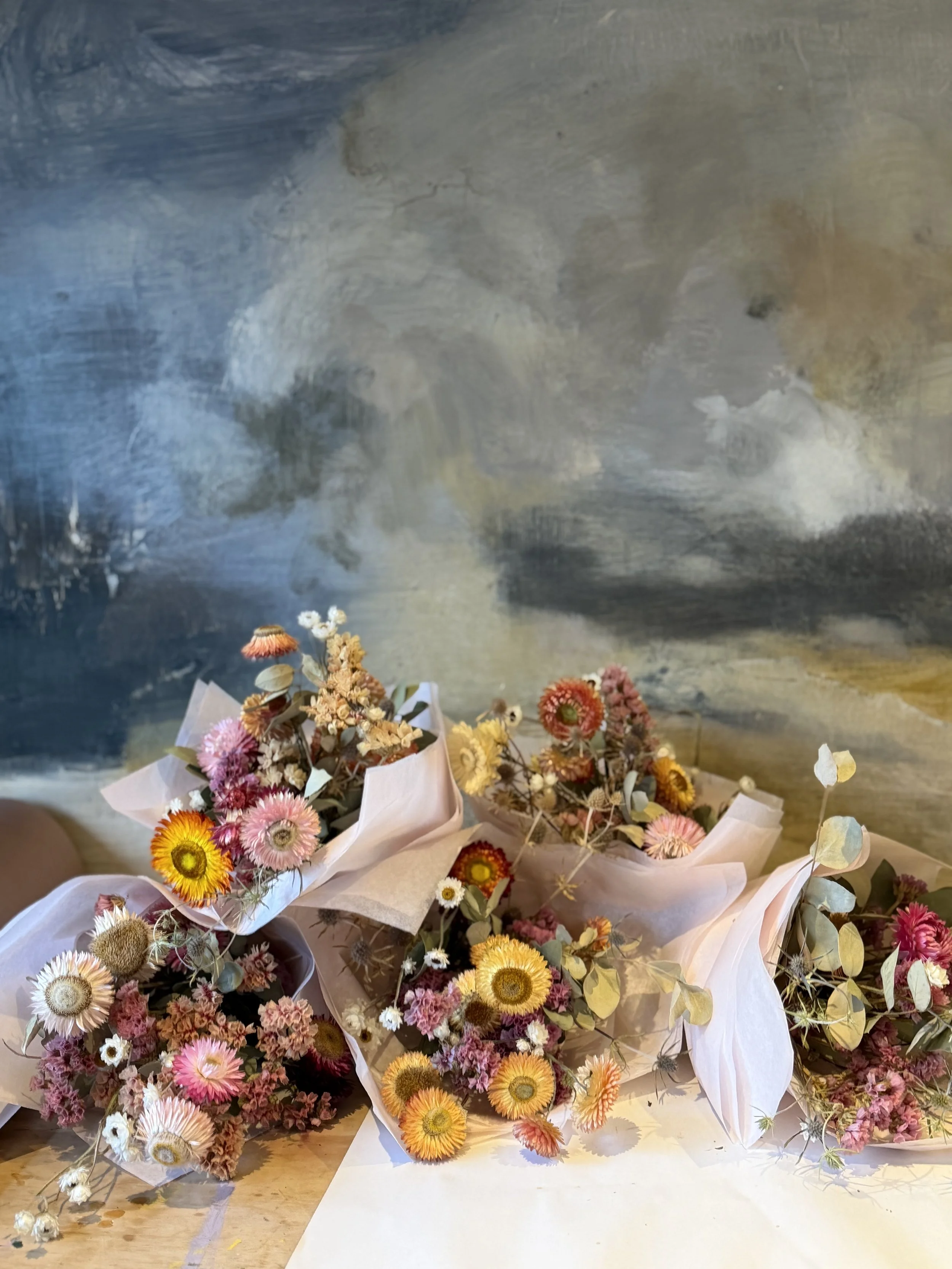 Four (or more) small everlasting flower posies