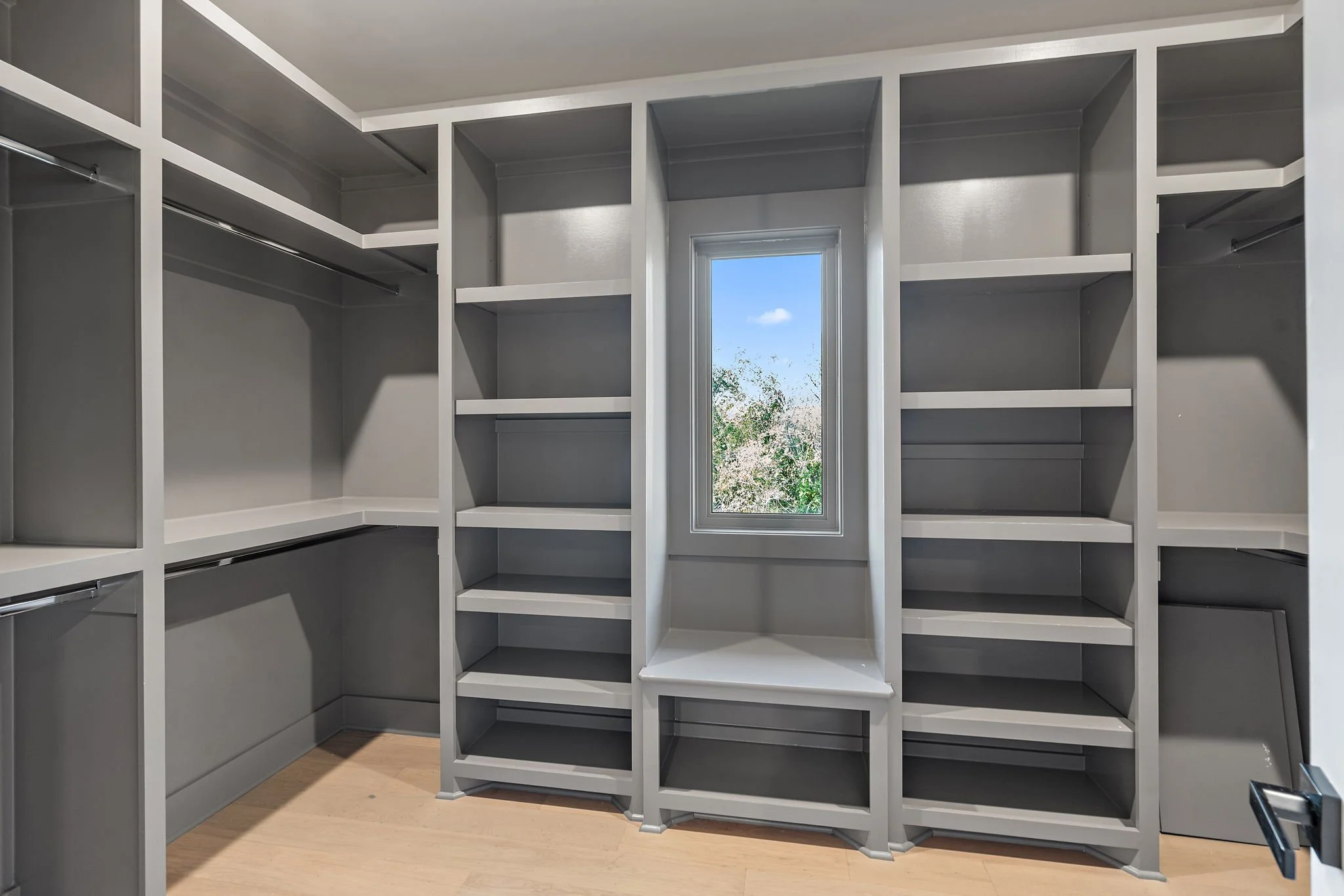 Custom primary closet built ins
