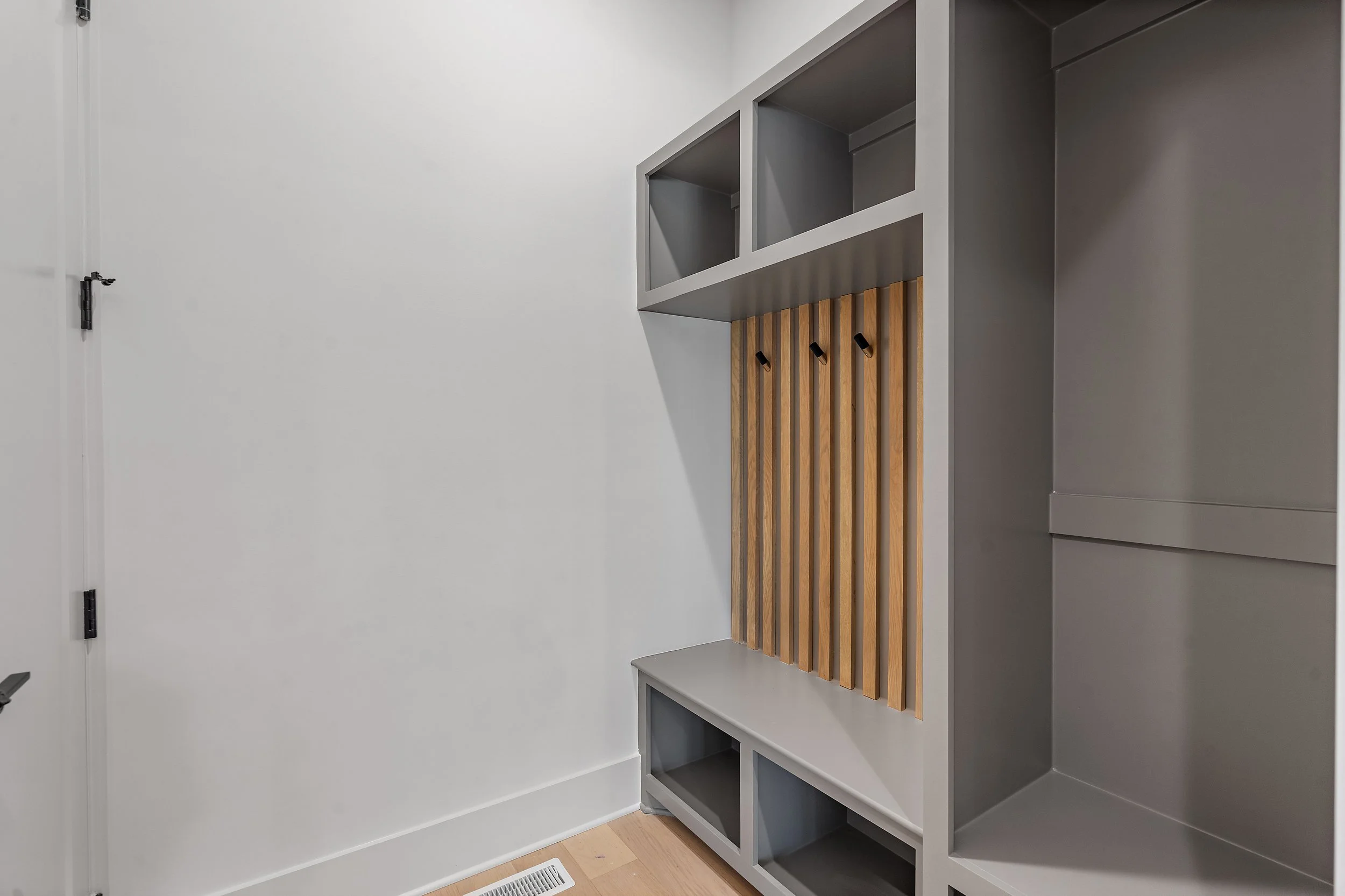 Mudroom Built in have to be one of our favorite spaces for bringing in different materials to create a unique space.