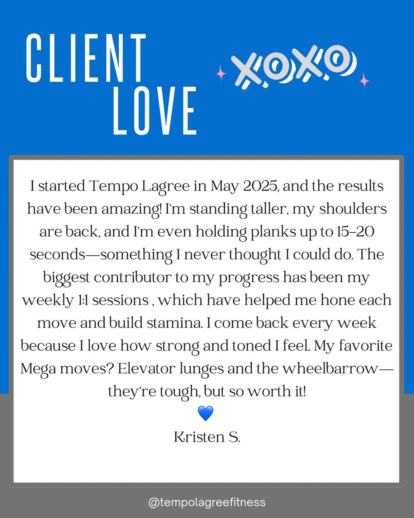 Thank you Kristen for sharing your experience with us! 
Love your progress! We are so humbled by your continued commitment on the Mega every week! 
💙