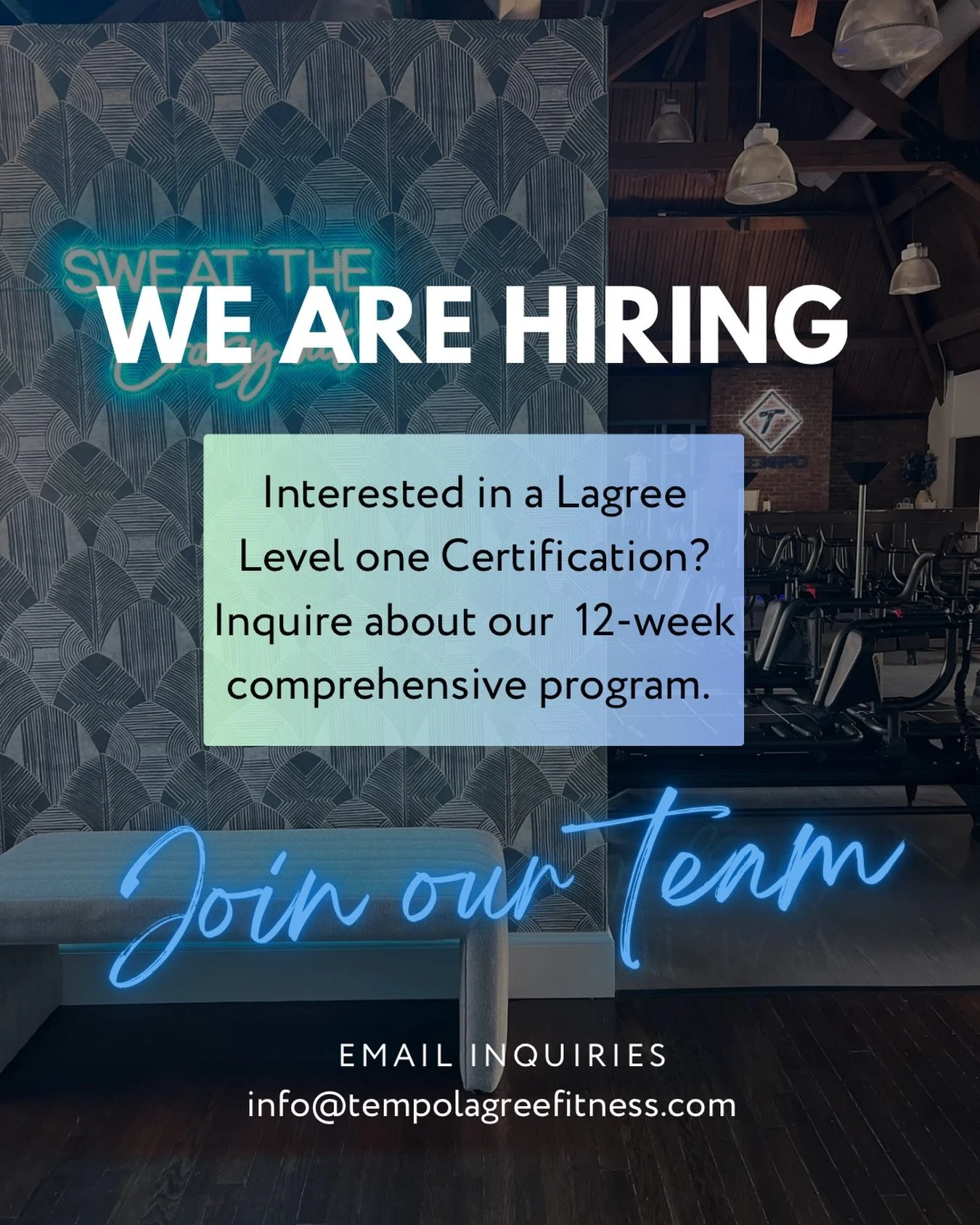 📣 Calling all Fitness pros and Lagree lovers! 
Here&rsquo;s your opportunity to obtain a Lagree level certification. 

Lagree Certification is recognized world-wide and grants you lifetime access to the academy. Including the opportunity to teach an