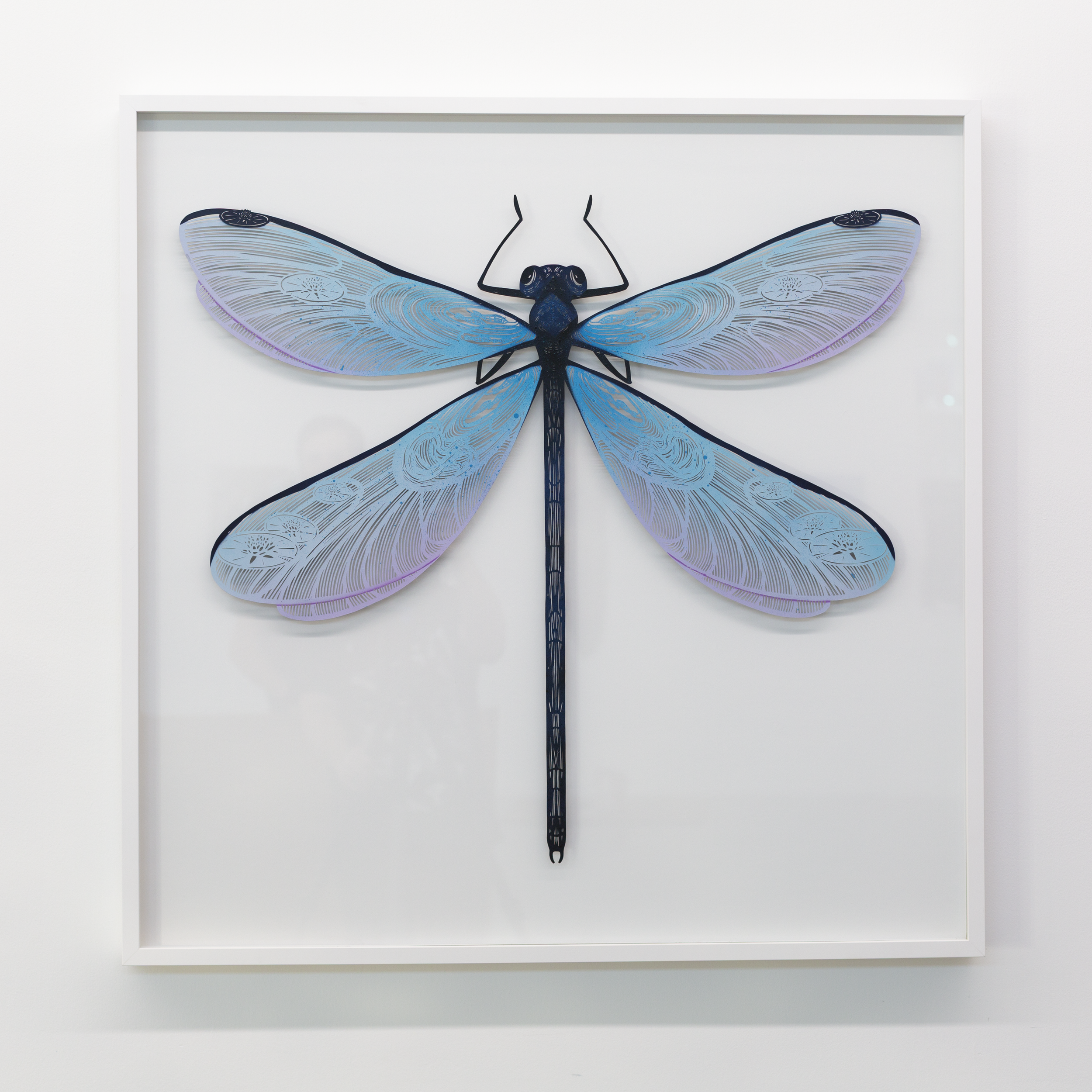 'Water's Edge' original acrylic on hand-cut paper on glass. Available through ABV Gallery for their 'Refresh' Group Exhibition. In Partnership with Atlanta Botanical Garden. 

Alex Wolf’s 'Water’s Edge' explores transformation and origin. The dragonf