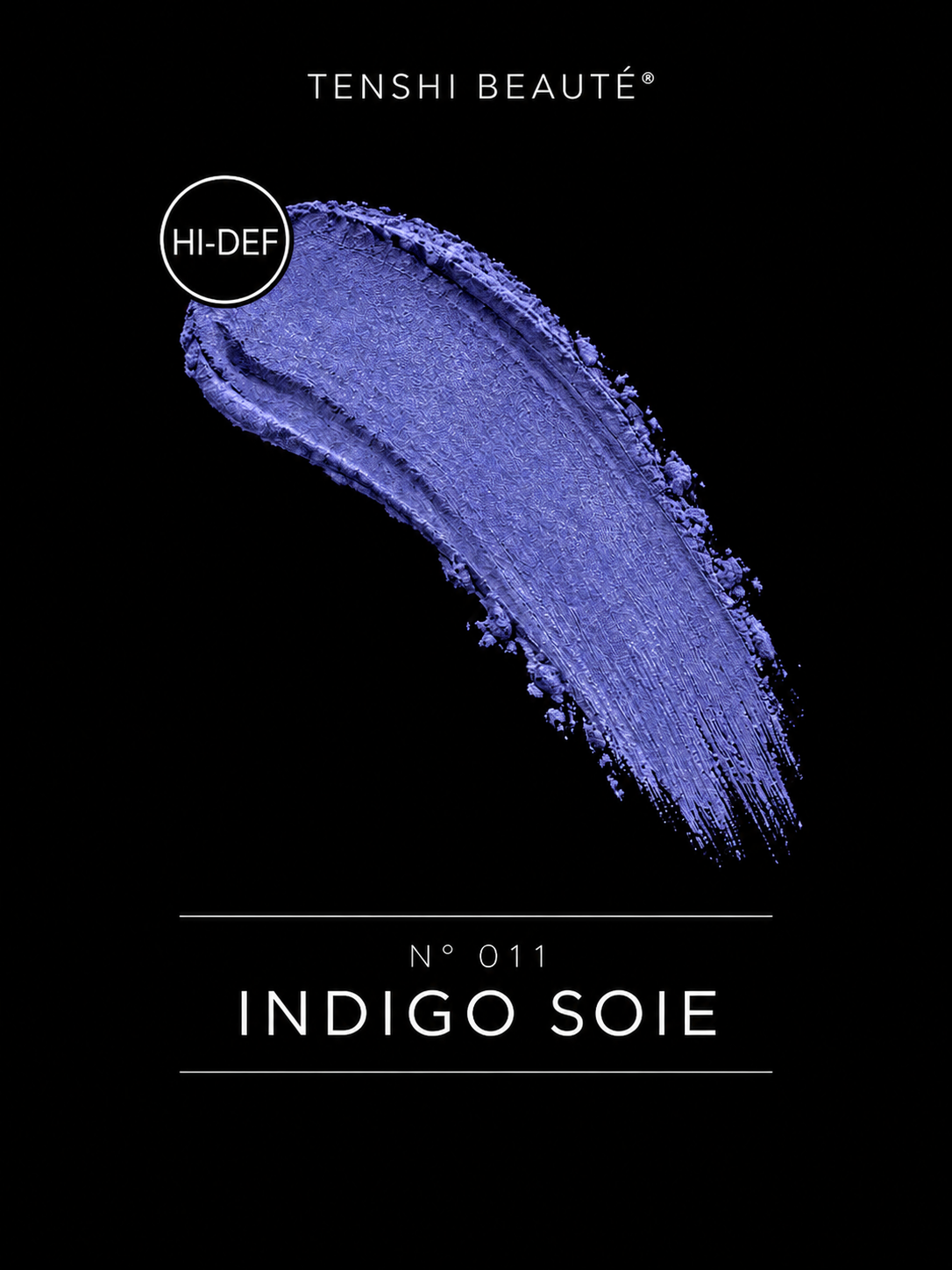 Tenshi Beauté Indigo Soie loose pigment swatch in rich indigo blue with violet undertones.