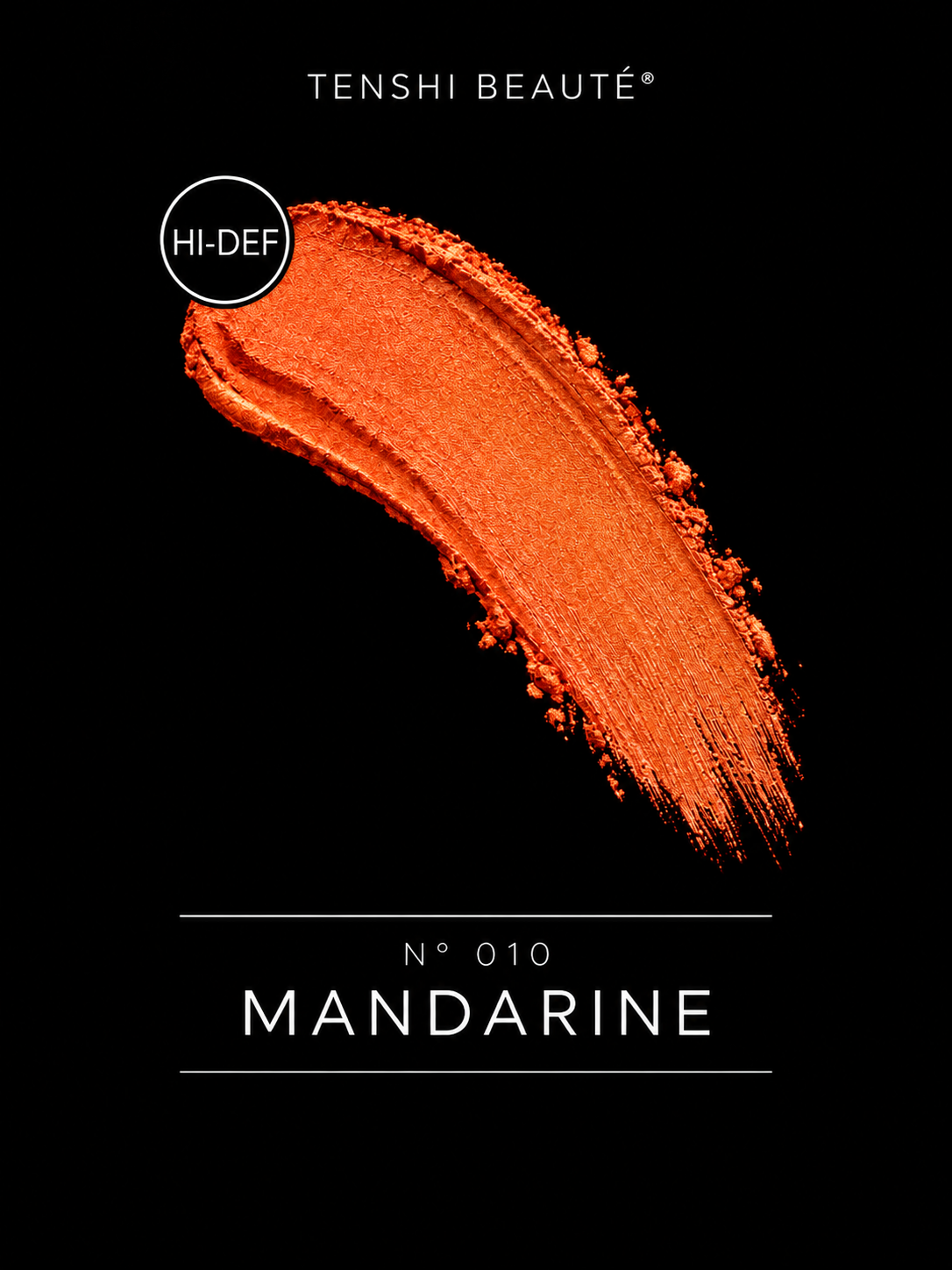 Tenshi Beauté Mandarine loose pigment swatch in vivid mandarin orange with warm undertones.