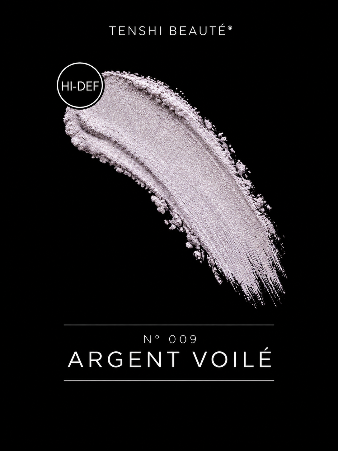 Tenshi Beauté Argent Voilé loose pigment swatch in pale silver with a cool metallic sheen.