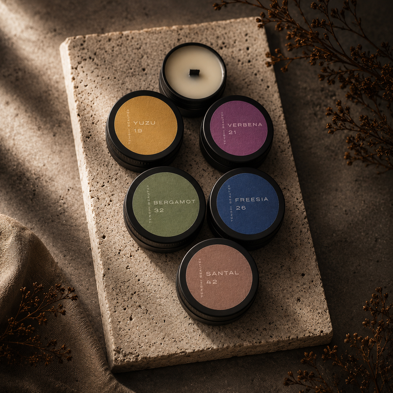 Tenshi Beauté® Fragrance Mini Candle Balm Exploration Sample Kit