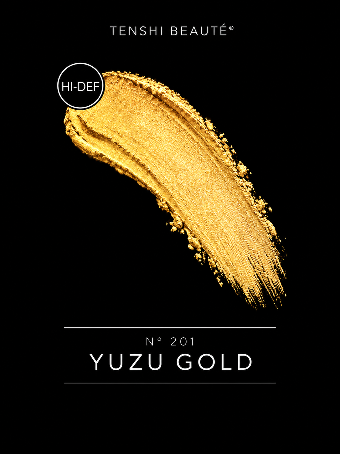 Tenshi Beauté Yuzu Gold loose pigment swatch in bright yellow gold with warm citrus tones.