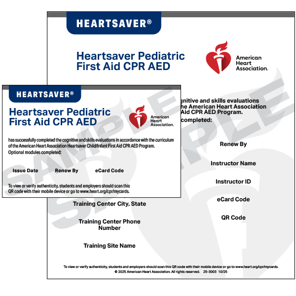 Heartsaver Pediatric First Aid CPR AED eCard