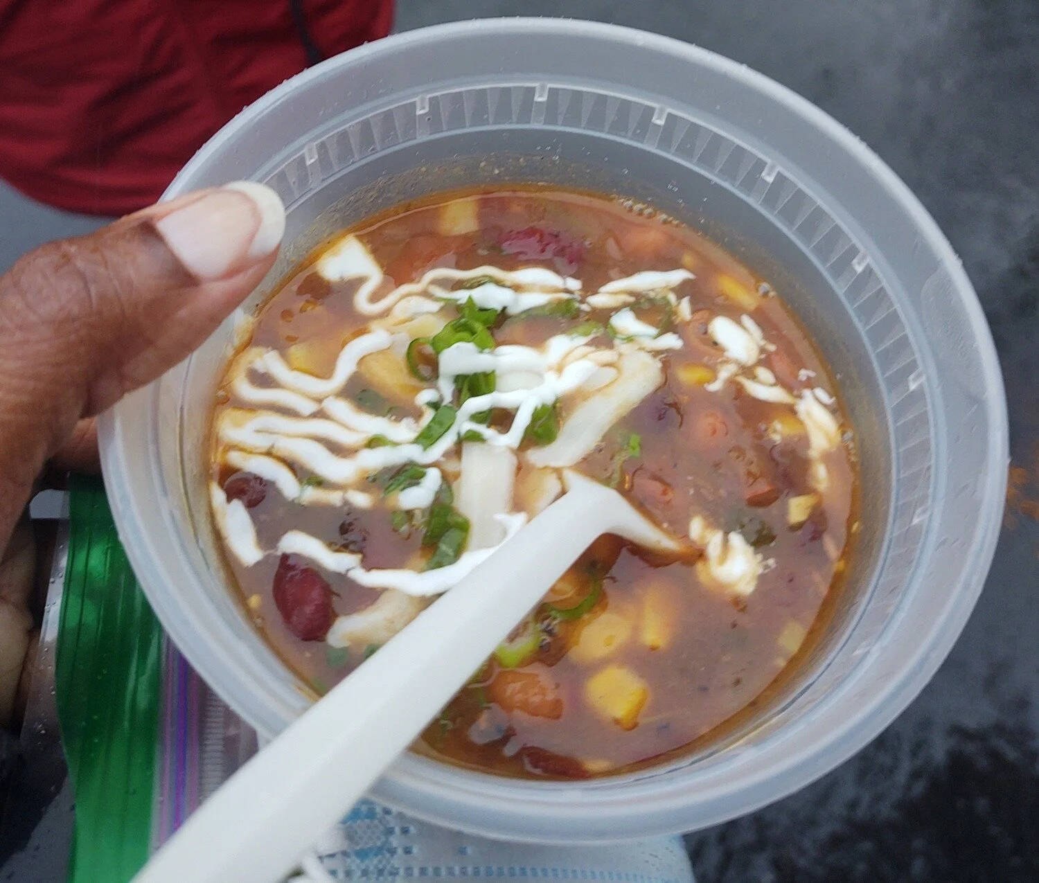 A meal from one of CHAZ's free food tents