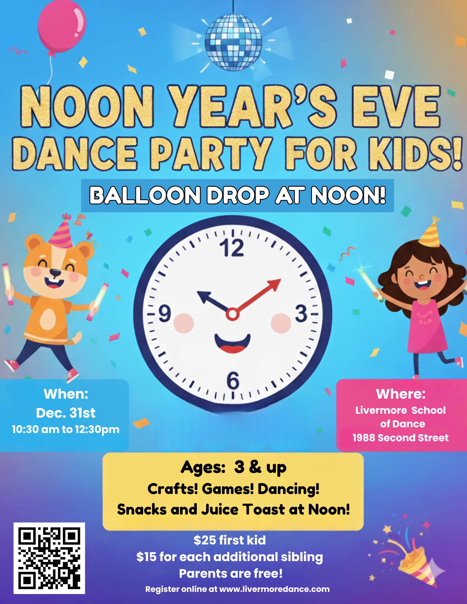 Noon Year's Eve Dance Party for Kids!