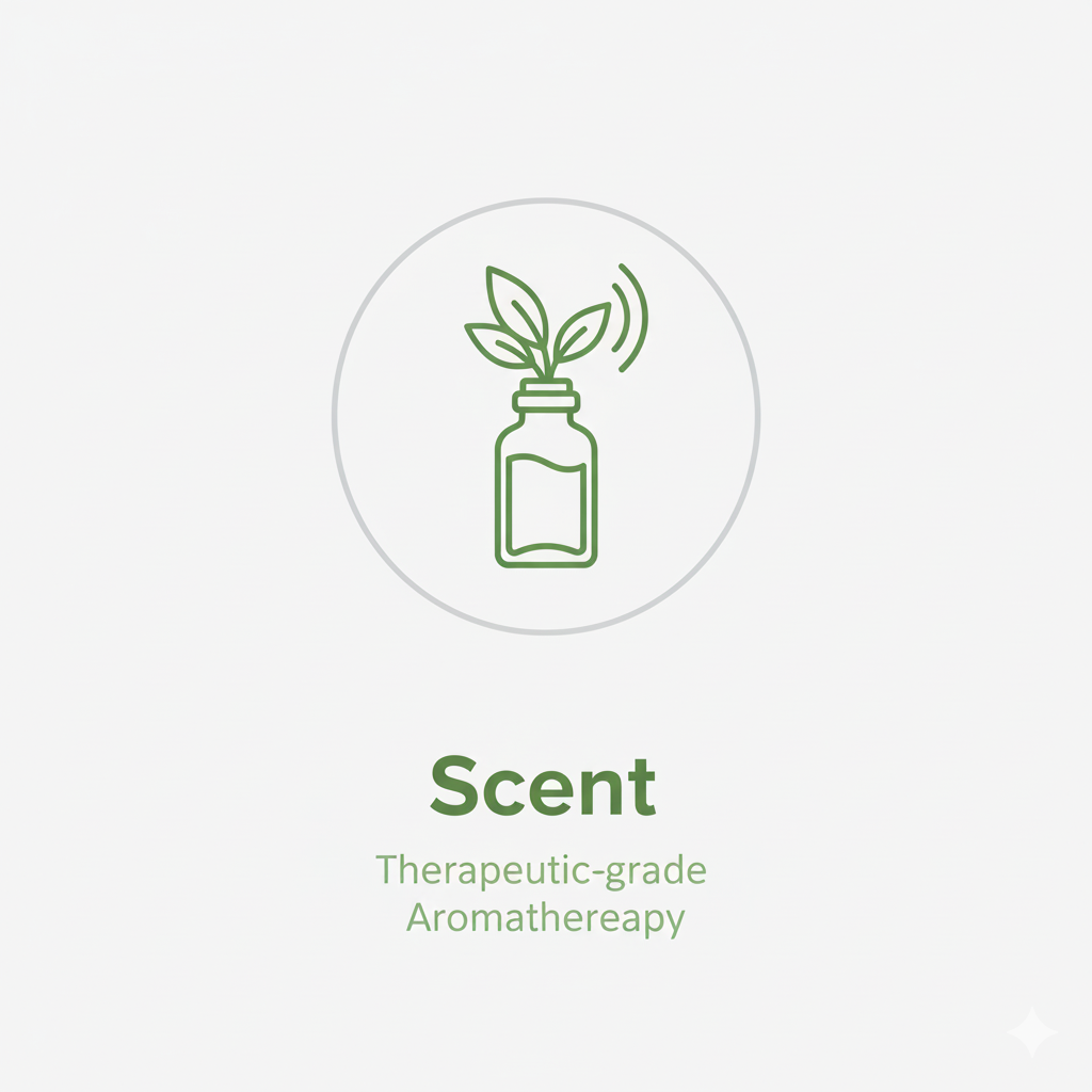 Essential oil bottle icon for Scent Therapeutic-grade Aromatherapy wellness products.
