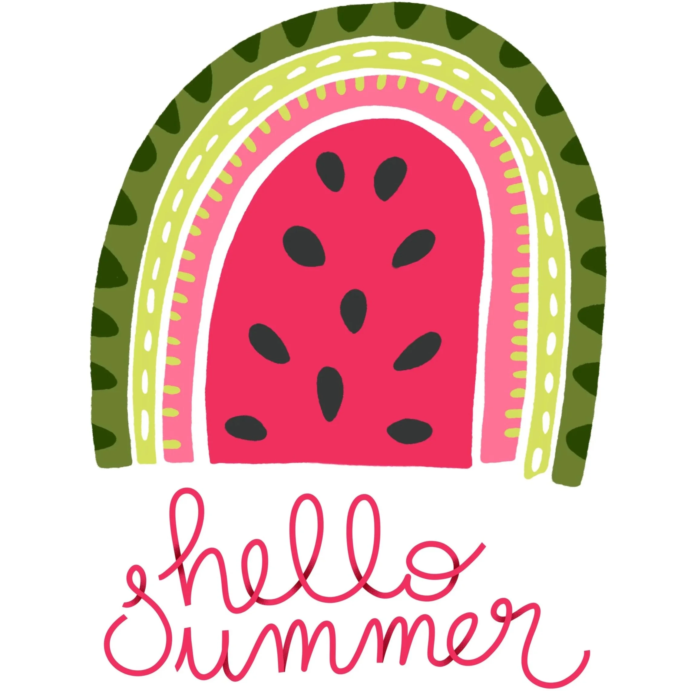 Hello Summer illustration and hand lettering
