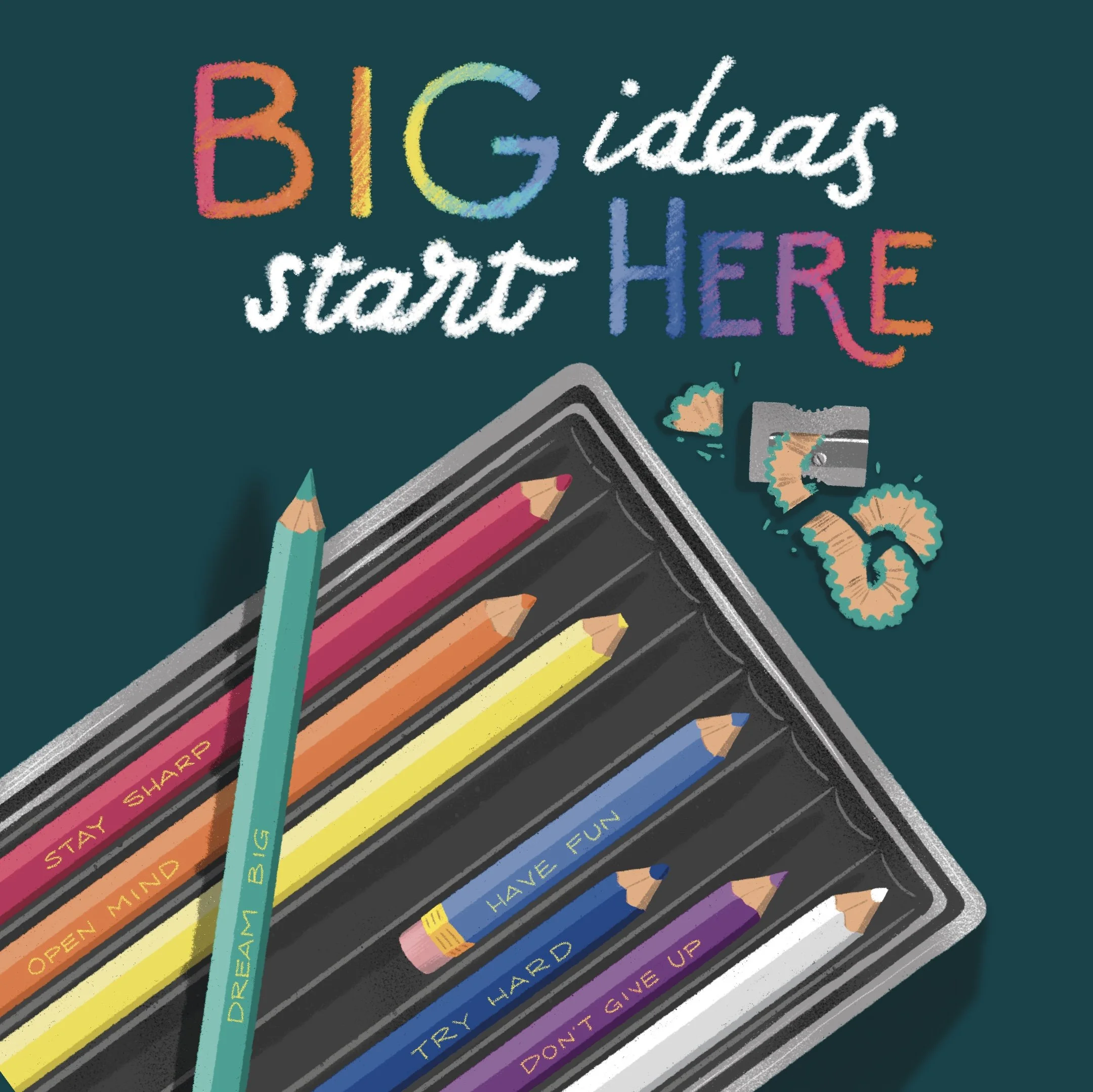 Big ideas start here, back to school classroom illustration