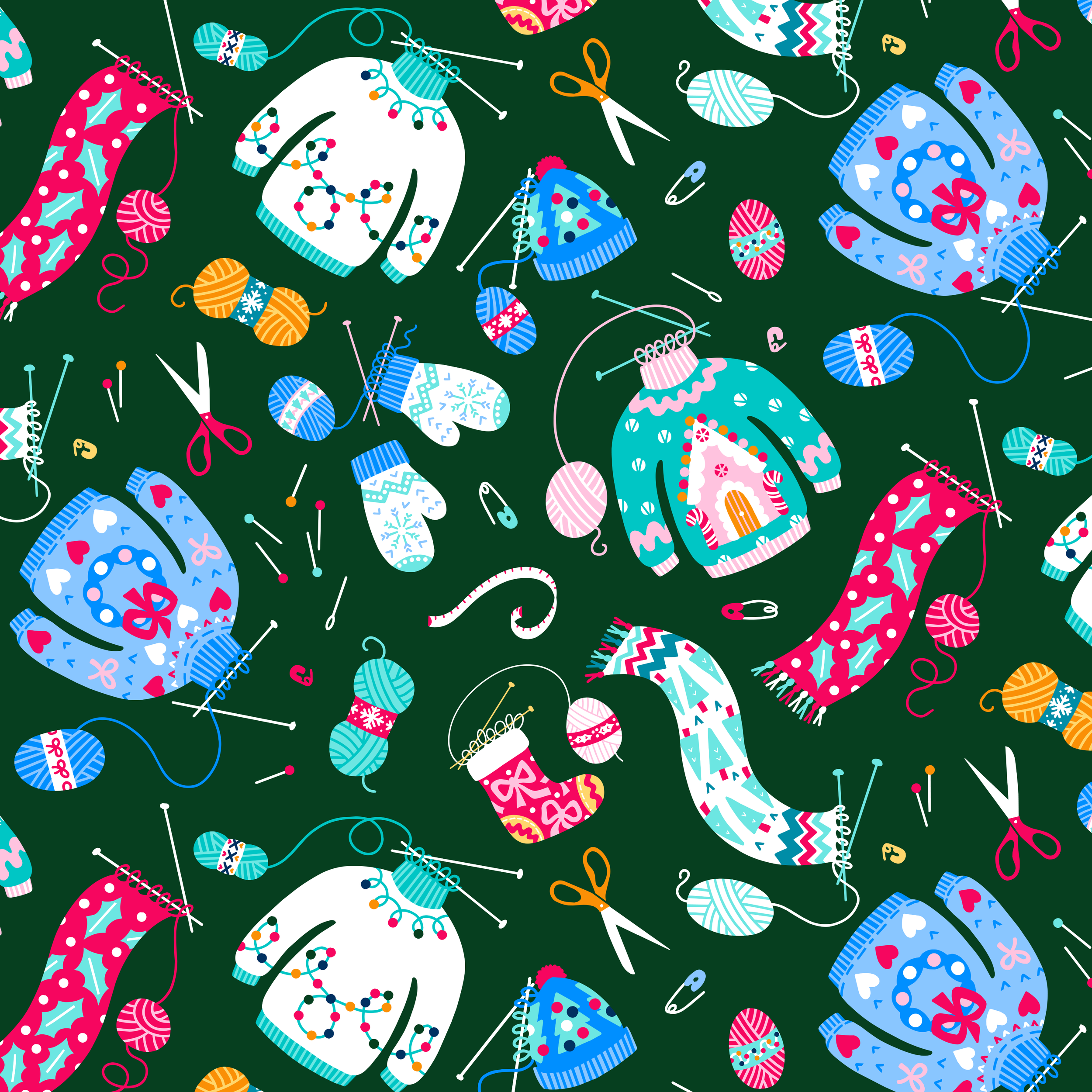 Christmas Ugly Sweaters and Winter Woollies being knitted
