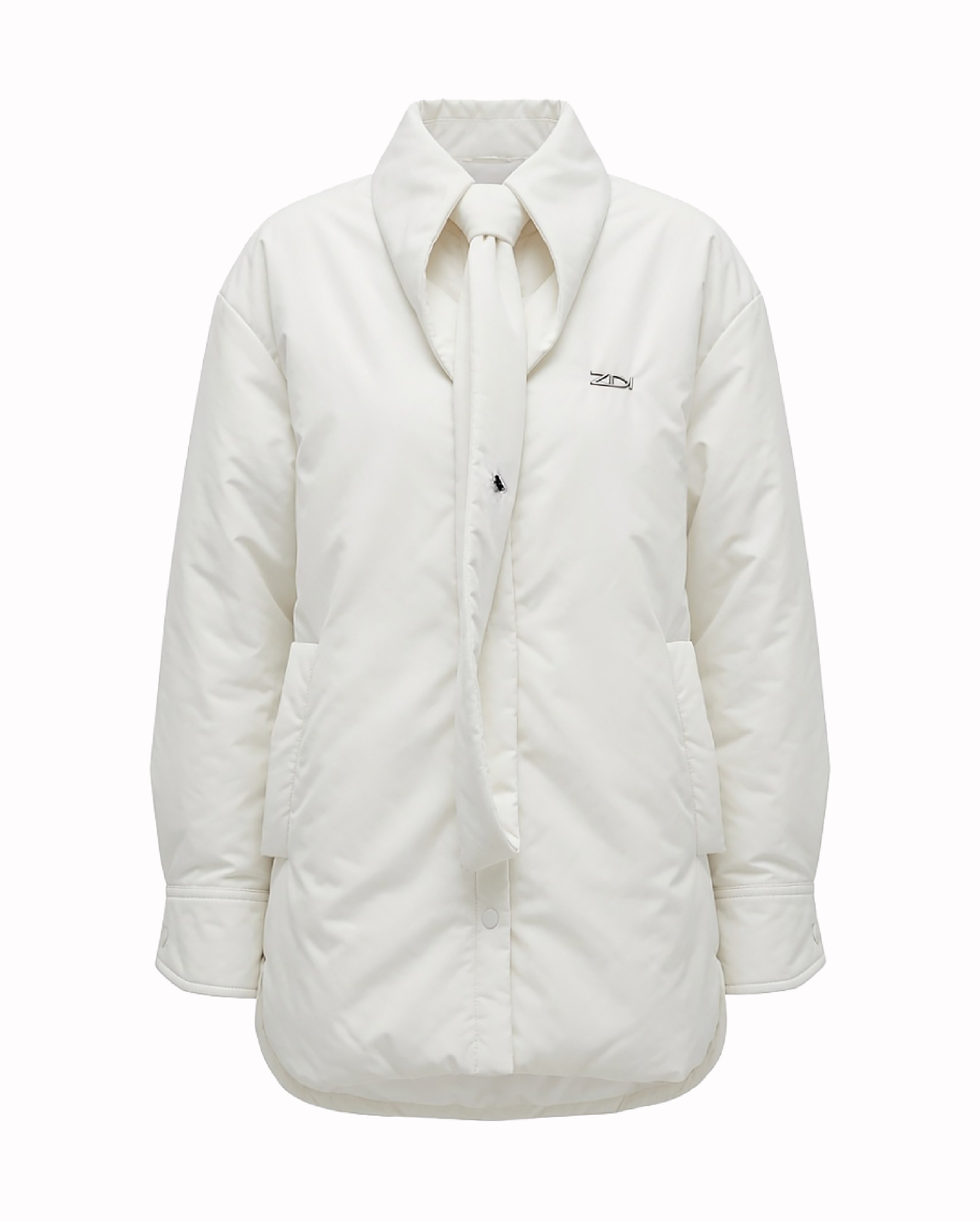 Puffer Shirt Jacket in White
