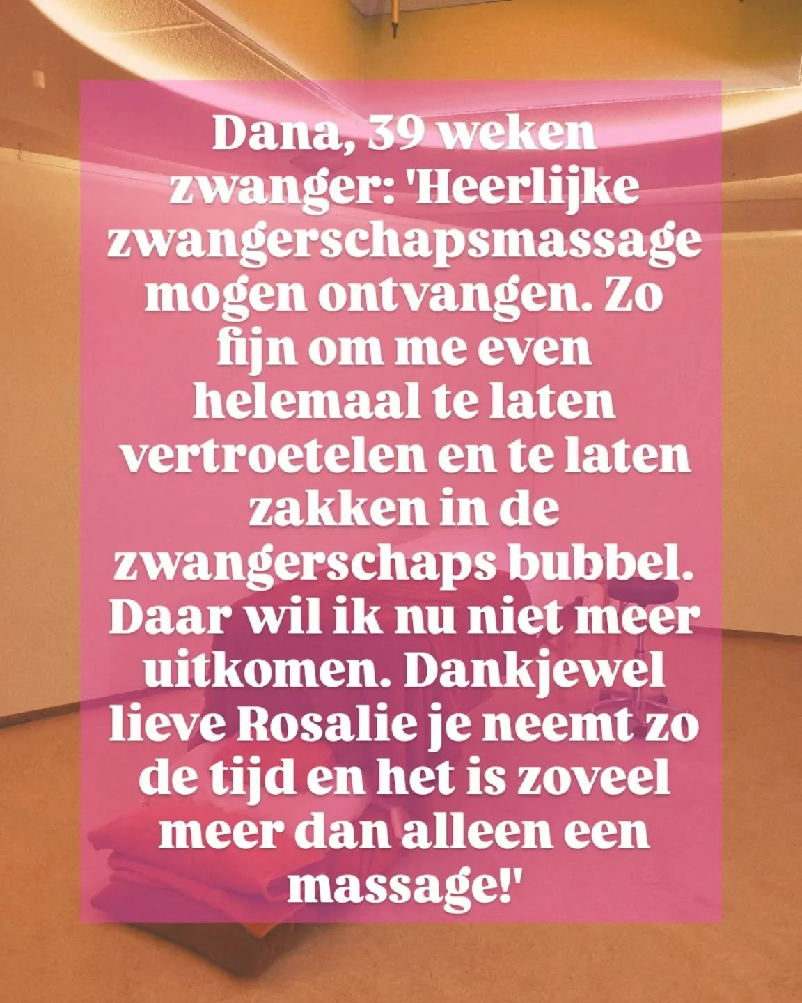 Wil je ook even helemaal in je zwangere lijf en in overgave zakken? Je laten dragen en gedragen voelen? Ik masseer je heel graag, bij mij thuis in deze fijne ruimte of ik kom bij jou langs. 

Met een achtergrond in vrouwenwerk, massage, diverse bodyw