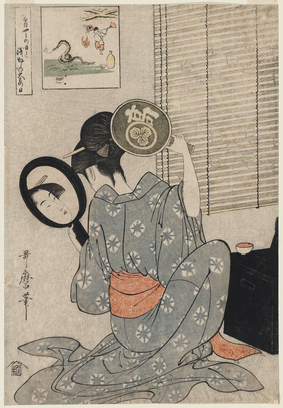 Takashima Ohisa Using Two Mirrors to Observe Her Coiffure by Kitagawa Utamaro