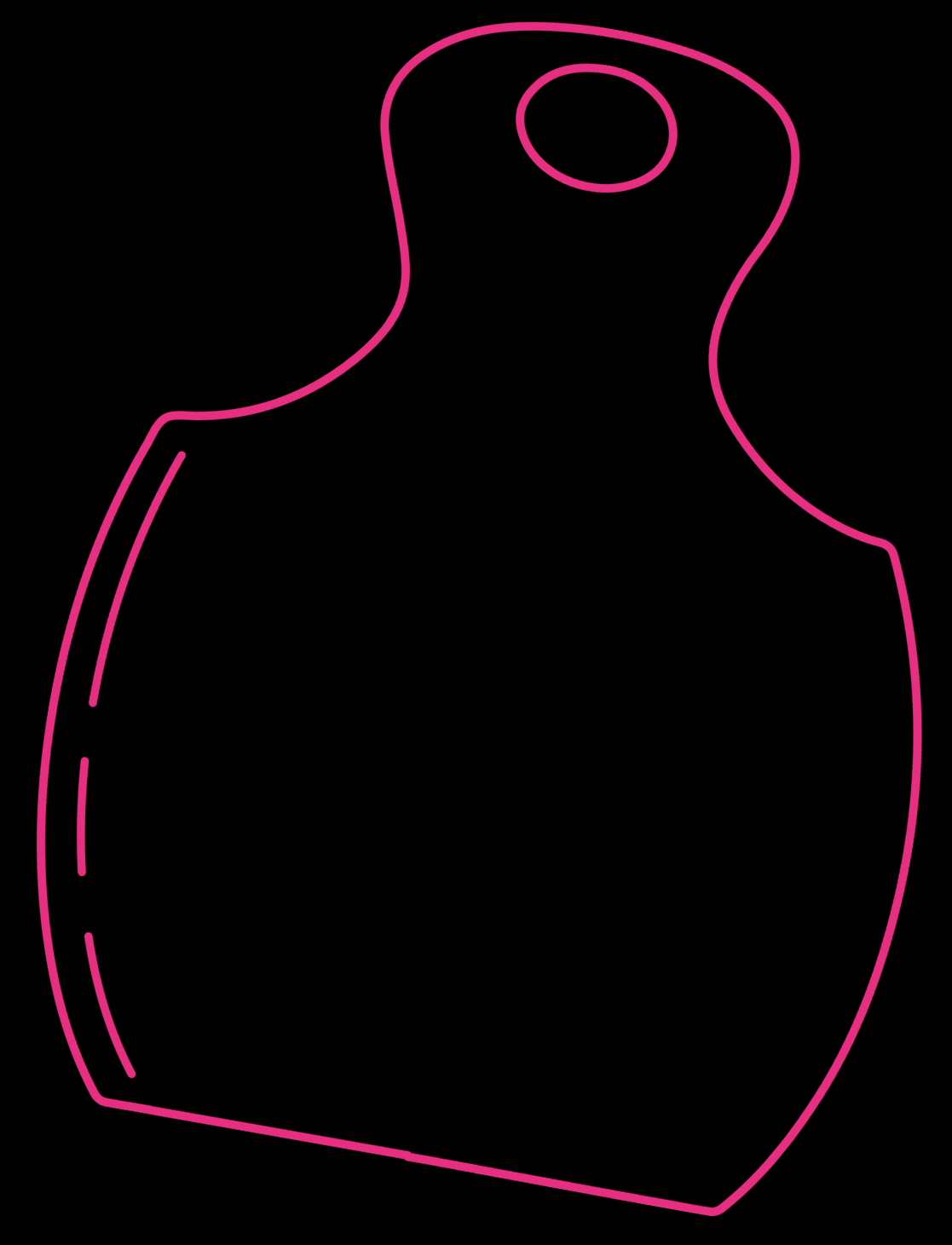 A decorative pink outline illustration of a charcuterie board, representing Silk Utica's charcuterie board tapas offering at their cocktail and dessert bar in Utica, New York.