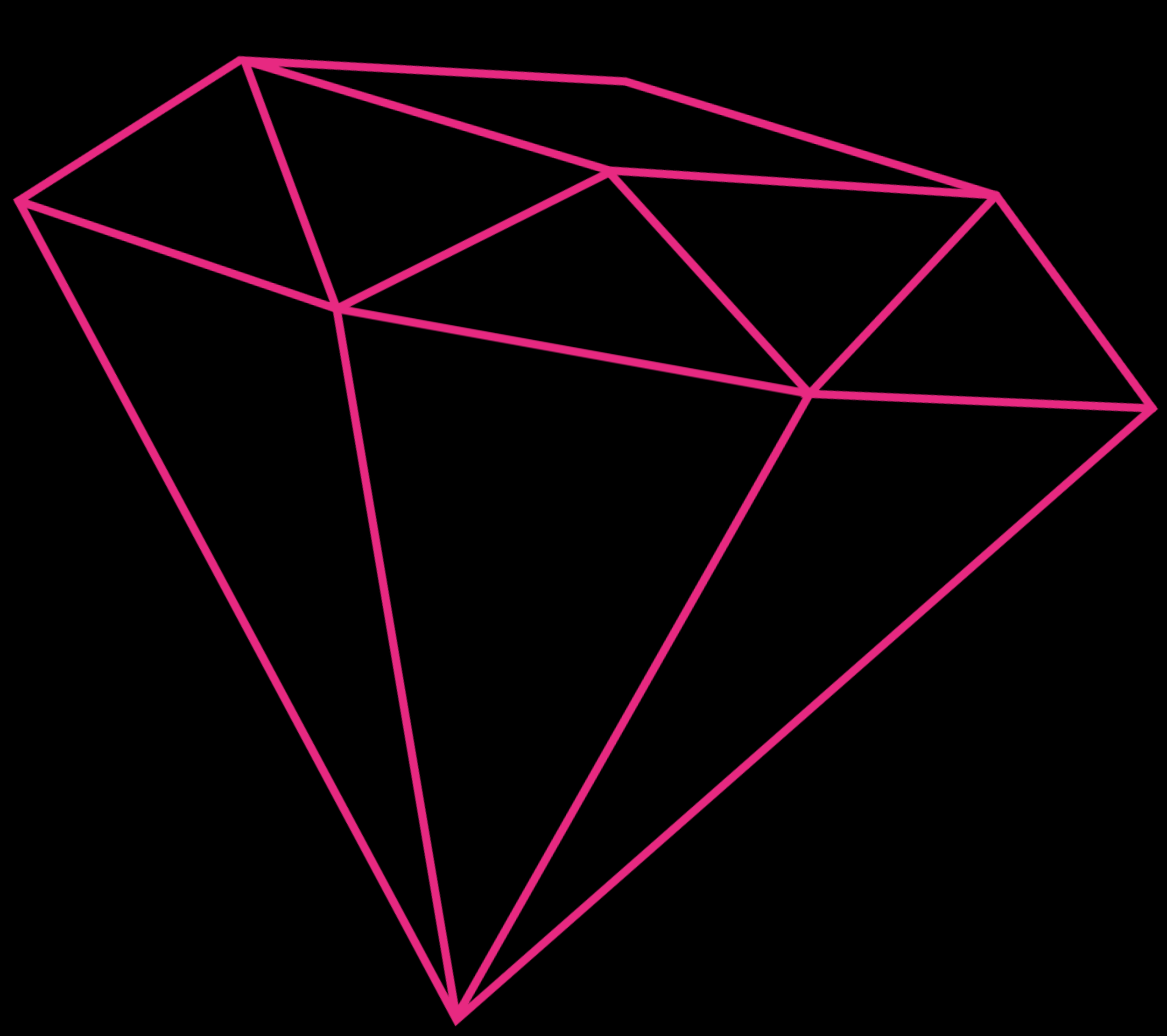 A pink outline illustration of Silk Utica's signature diamond-shaped cocktail glass, a unique and iconic glass used exclusively at Silk Utica cocktail and dessert bar in Utica, New York.