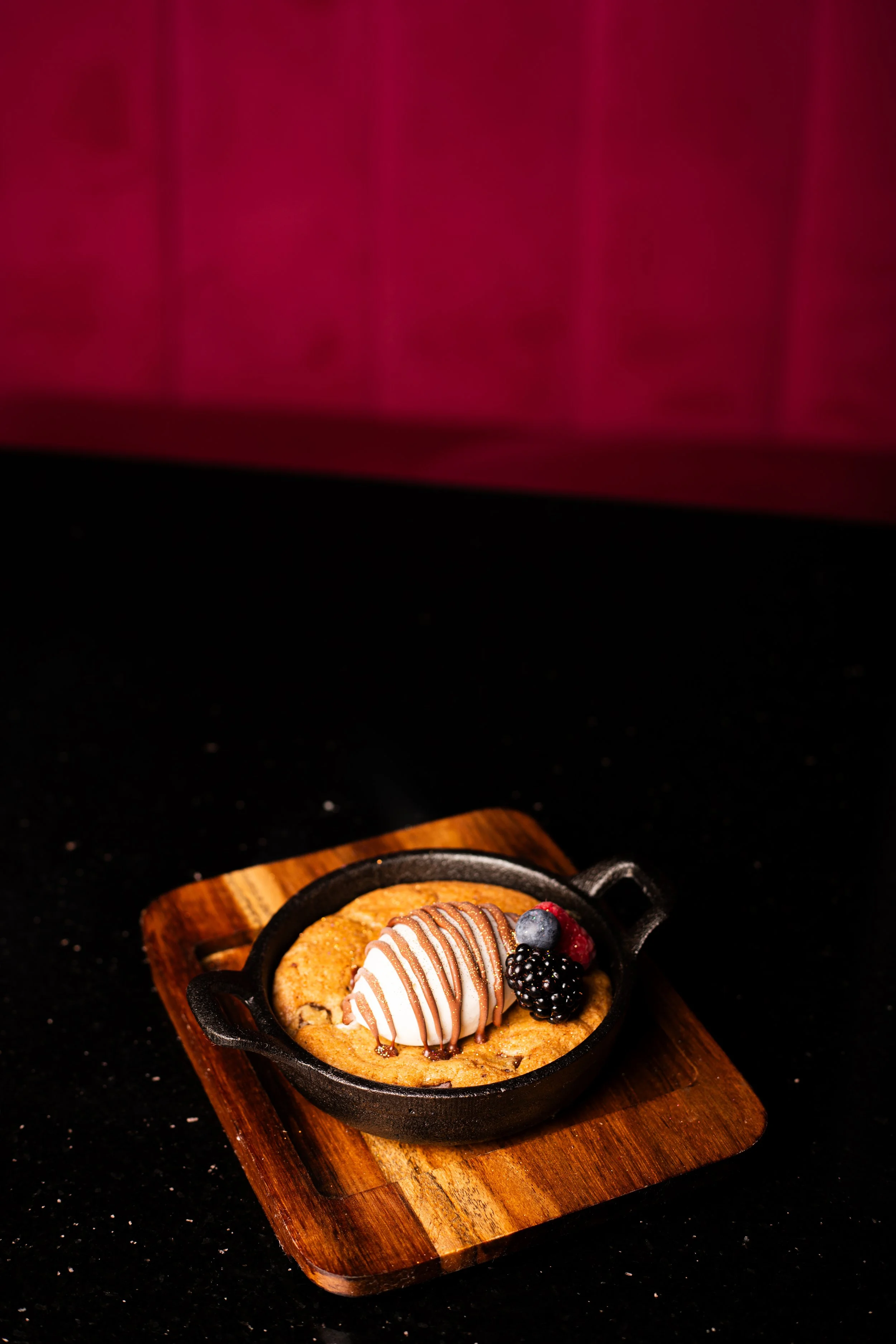 Chocolate chip cookie skillet dessert at Silk cocktail bar small plates and dessert destination in Utica NY