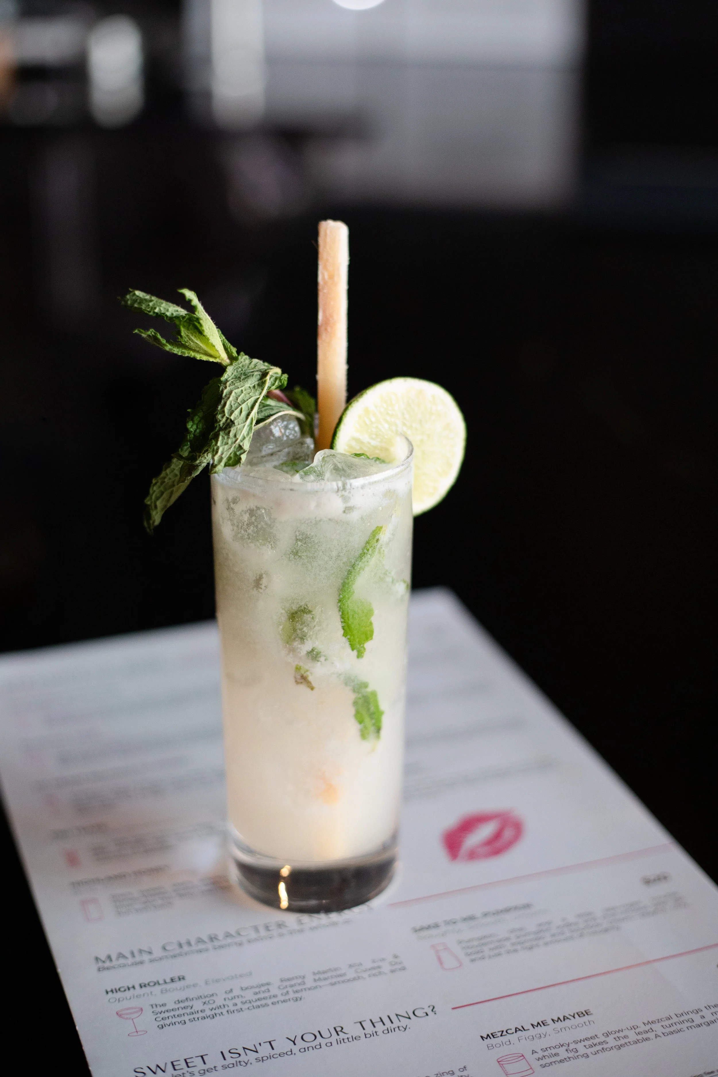 Coconut mint mojito cocktail at Silk cocktail bar small plates and dessert destination in Utica NY