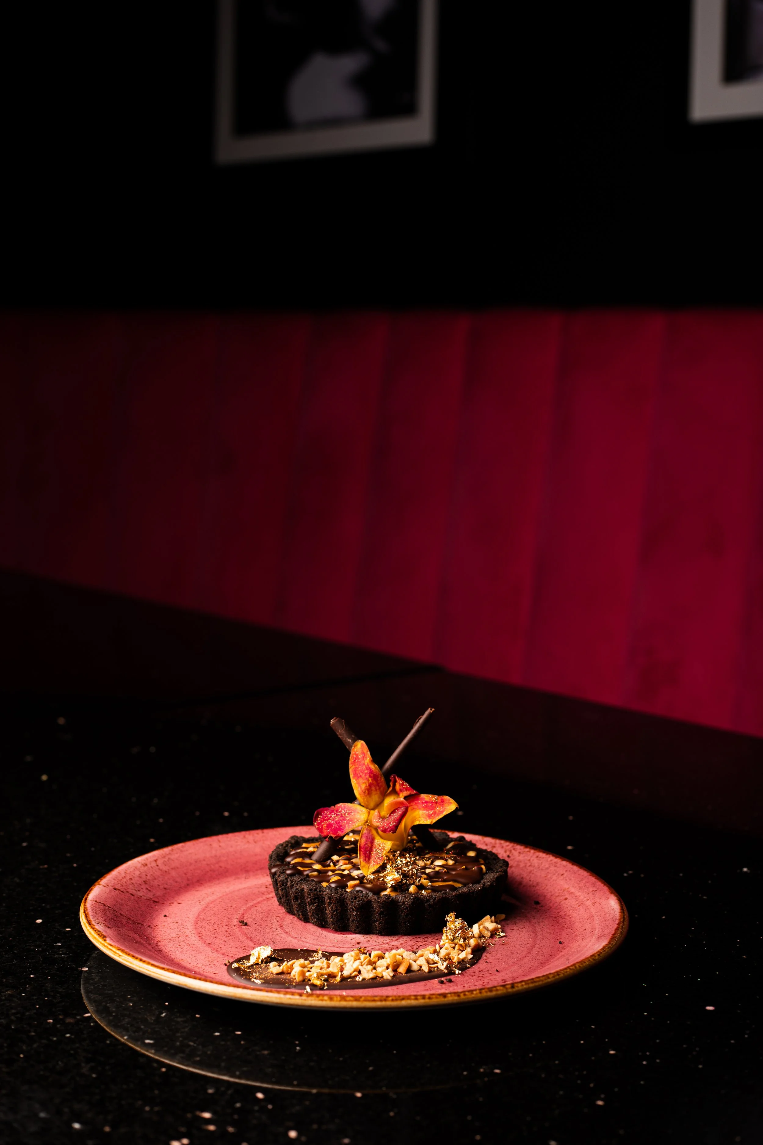 Vegan chocolate peanut butter tarte dessert at Silk cocktail bar small plates and dessert destination in Utica NY