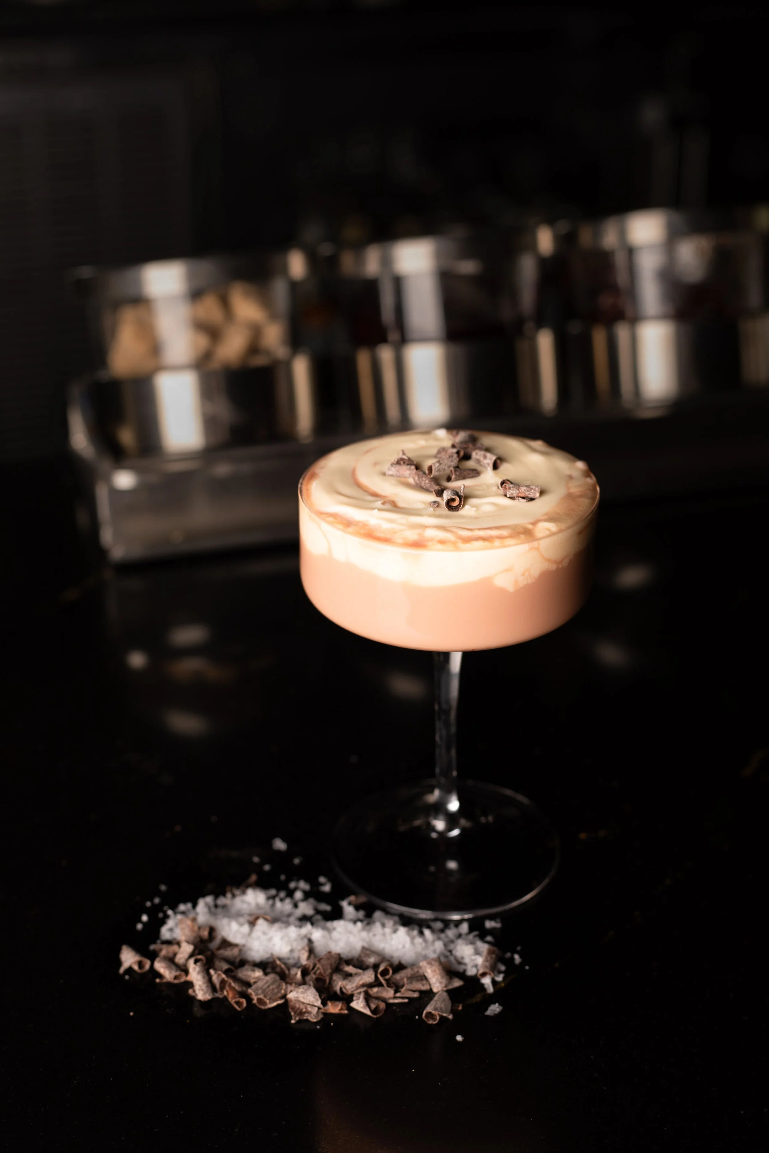 Chocolate martini cocktail at Silk cocktail bar small plates and dessert destination in Utica NY