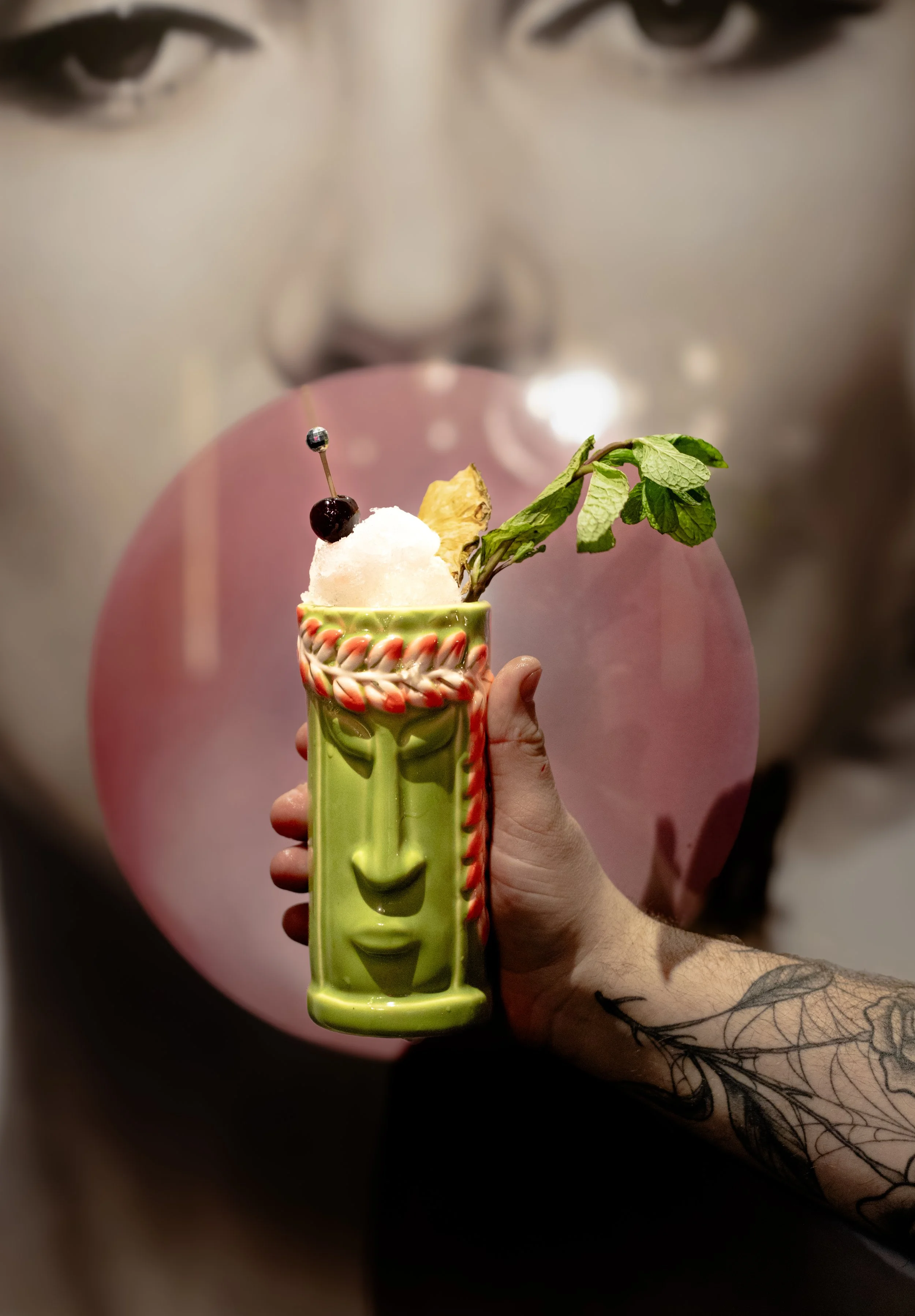 Tiki rum cocktail at Silk cocktail bar small plates and dessert destination in Utica NY