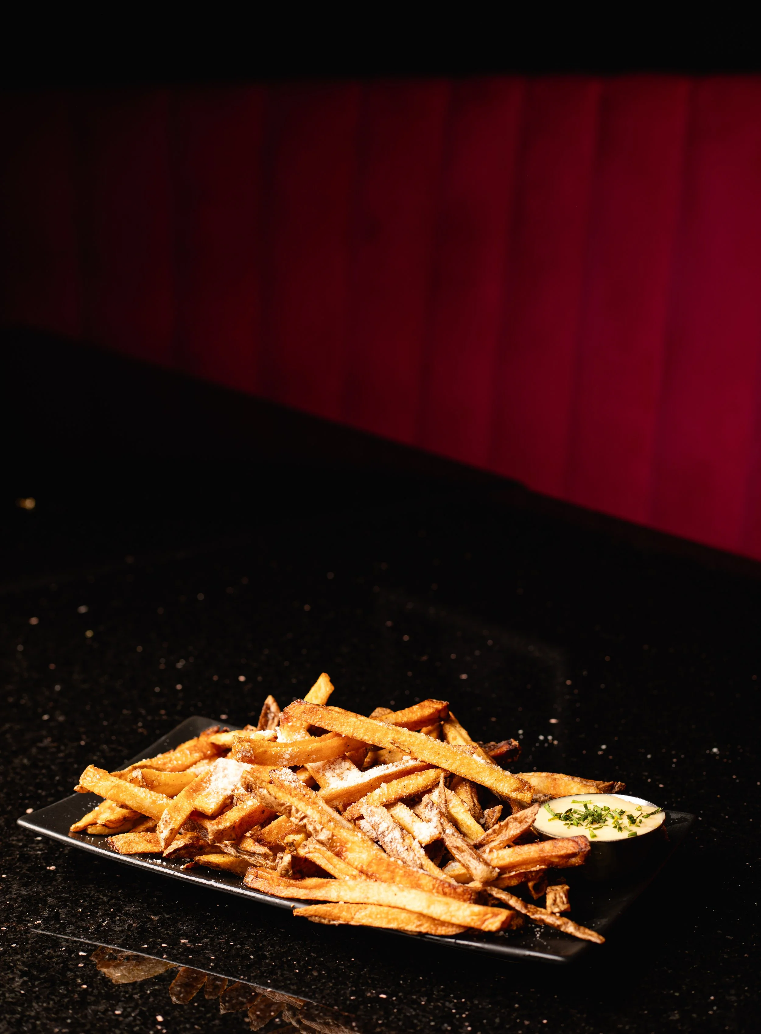 Truffle fries small plate at Silk cocktail bar small plates and dessert destination in Utica NY