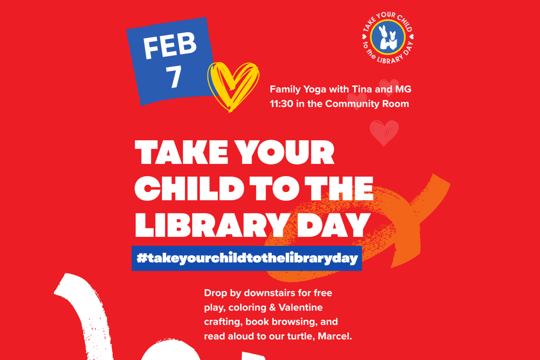 Take Your Child To The Library Day, featuring Family Yoga at 11:30