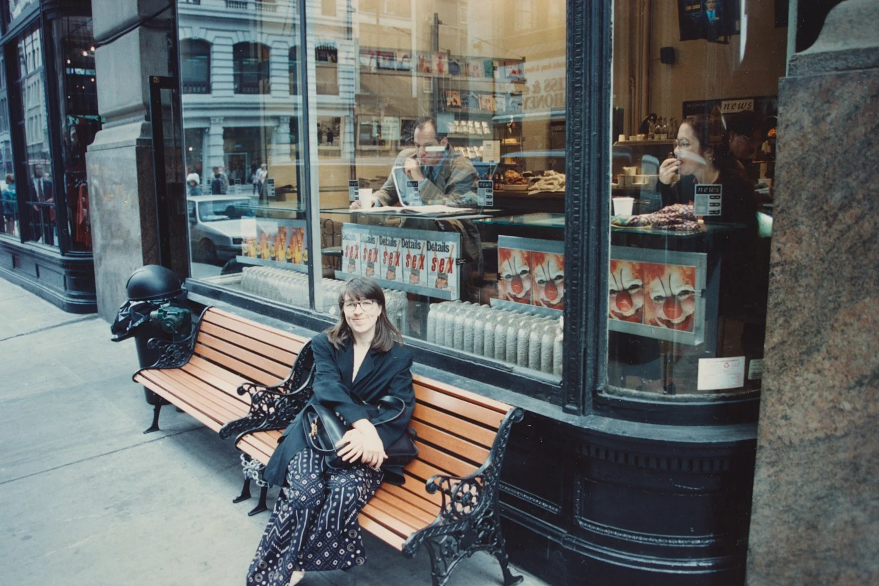 Pamela A. Ivinski in front of newsstand with Esopus 2 display, 4/92