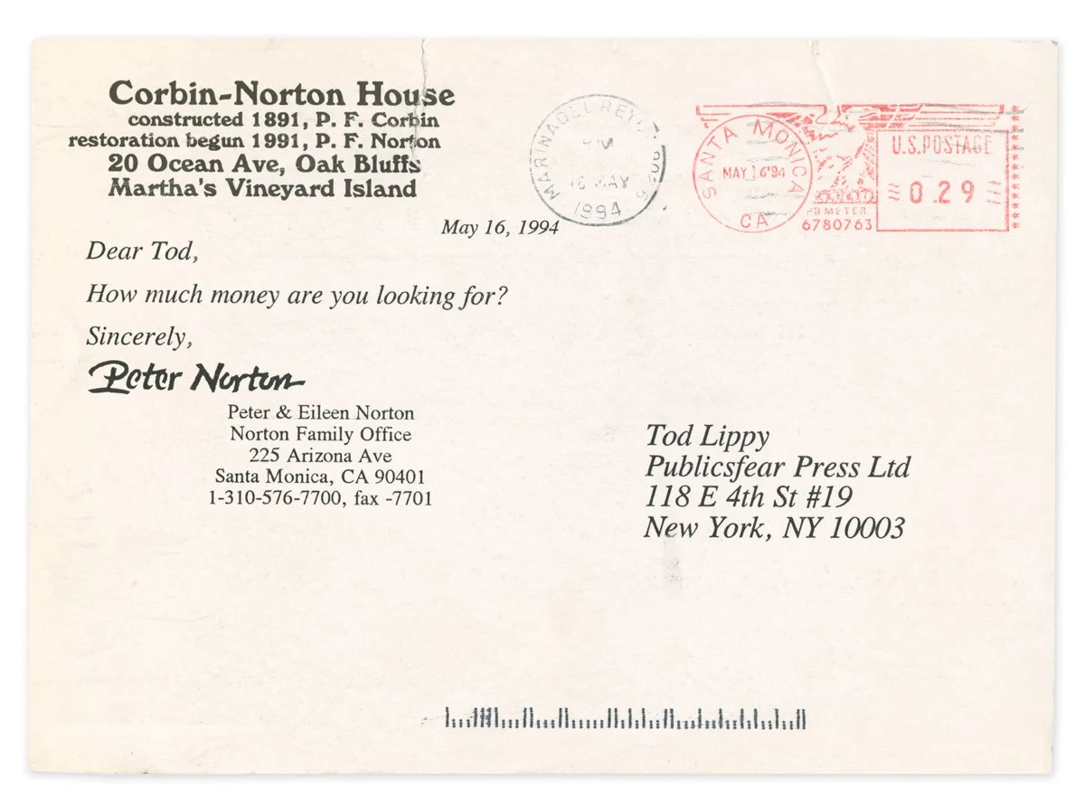 Postcard from Peter Norton 5/10/94 ©The Publicsfear Archive