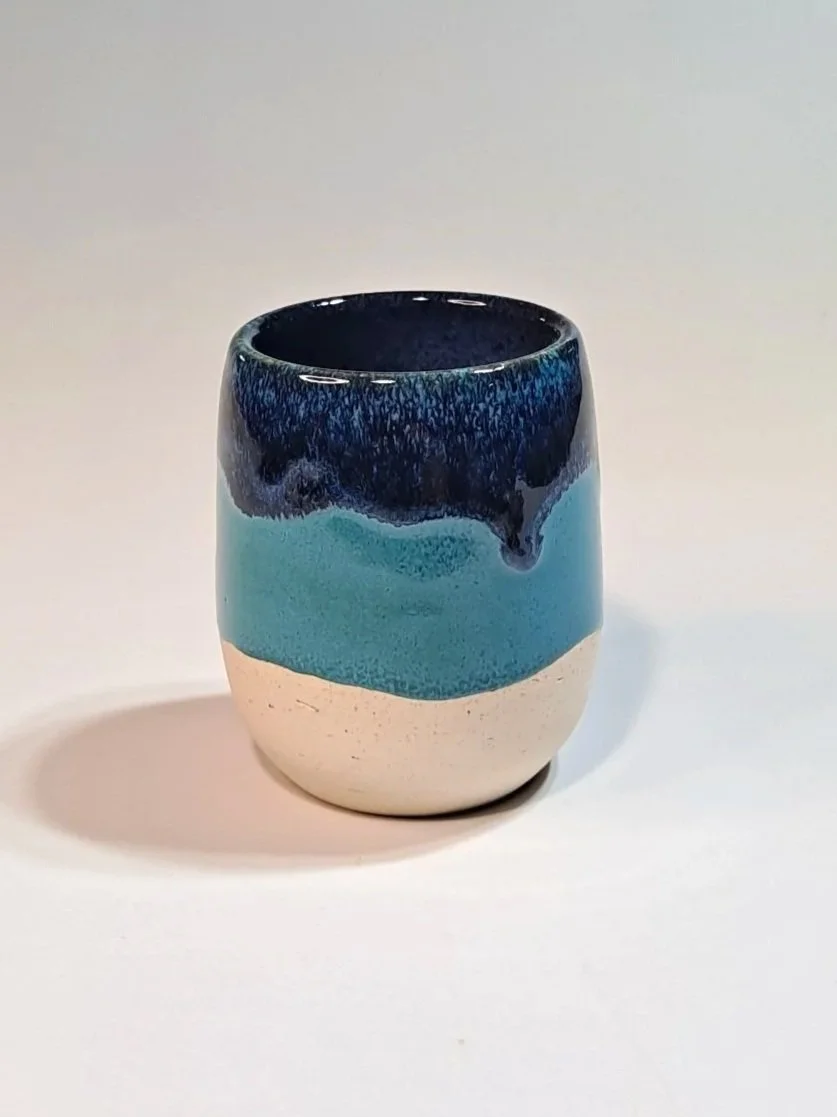 L1 x4 Amaco Teal Drift; L2 x4 Amaco Blue Midnight