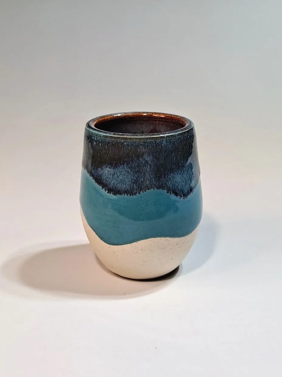 L1 x4 Amaco Teal Drift; L2 x4 Amaco Iron Lustre