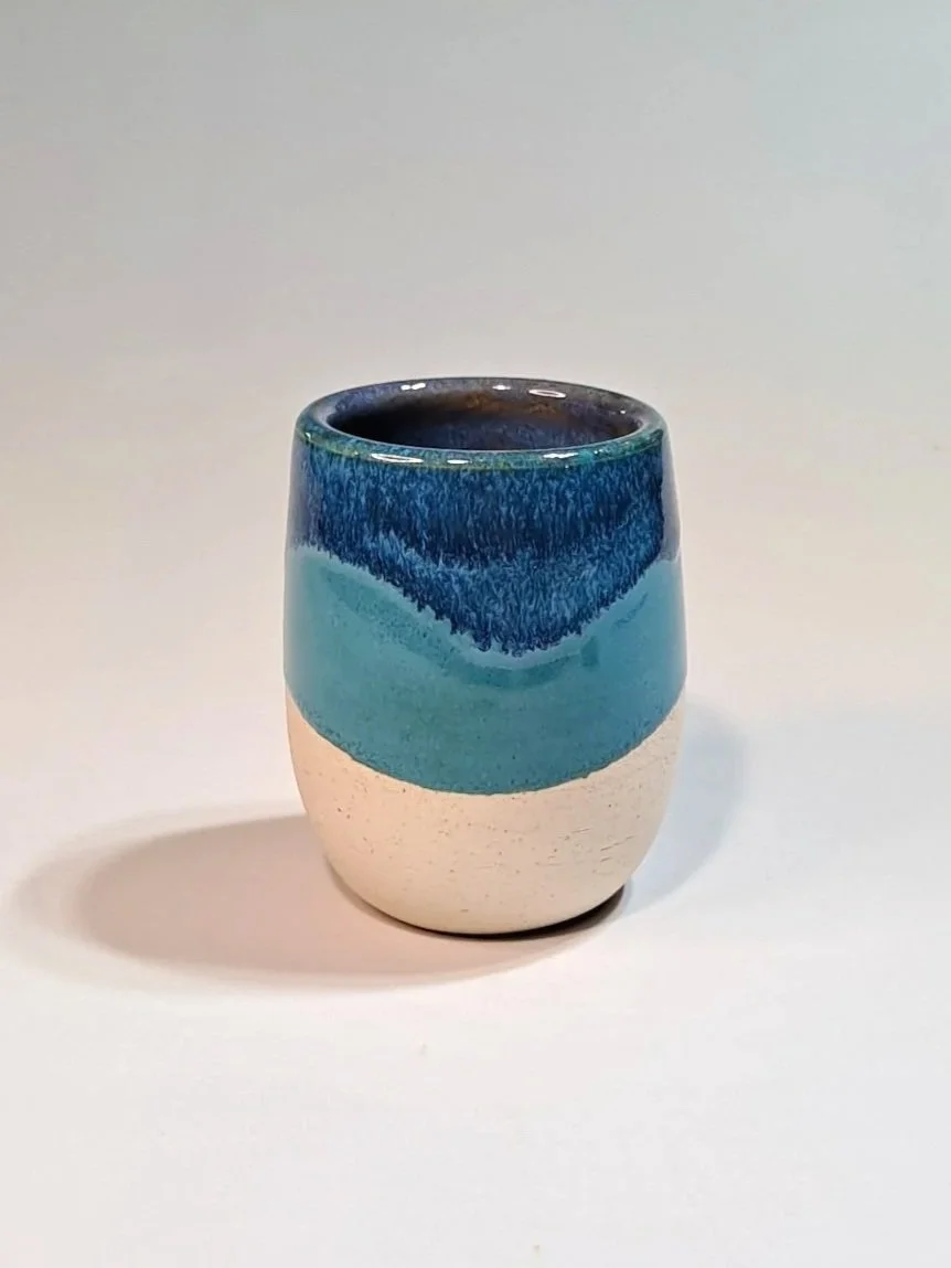 L1 x4 Amaco Teal Drift; L2 x4 Amaco Blue Rutile