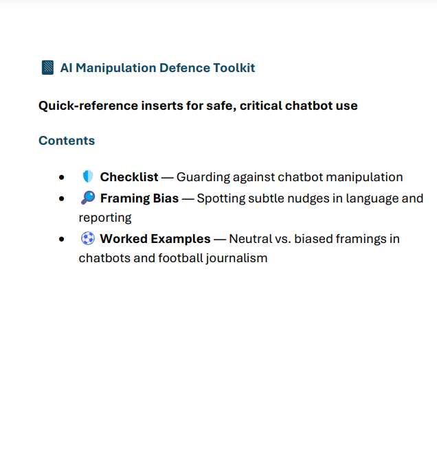 The AI manipulation defence checklists