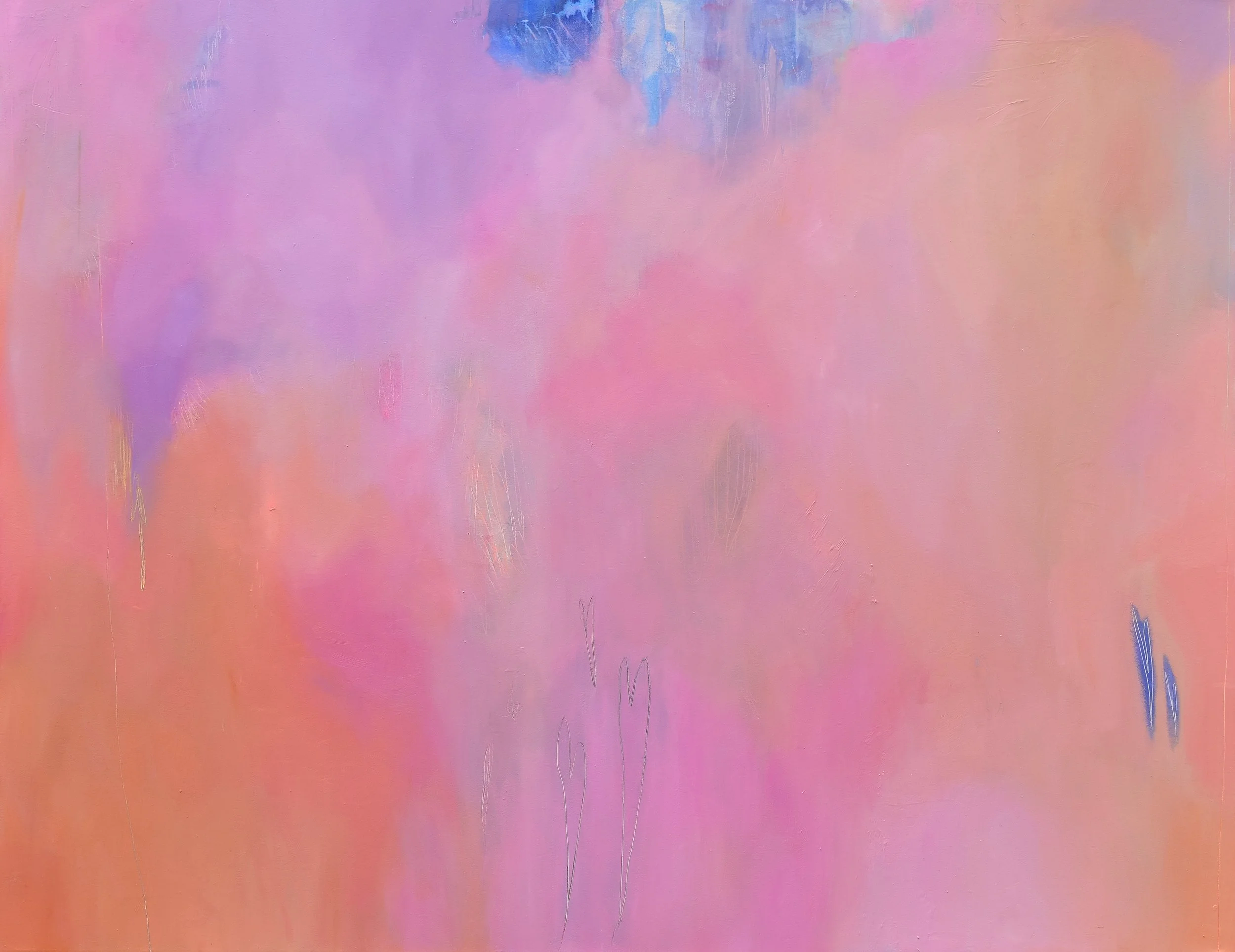 Let the weight shape you (2025), acrylic and oil on canvas, 175 x 225 cm