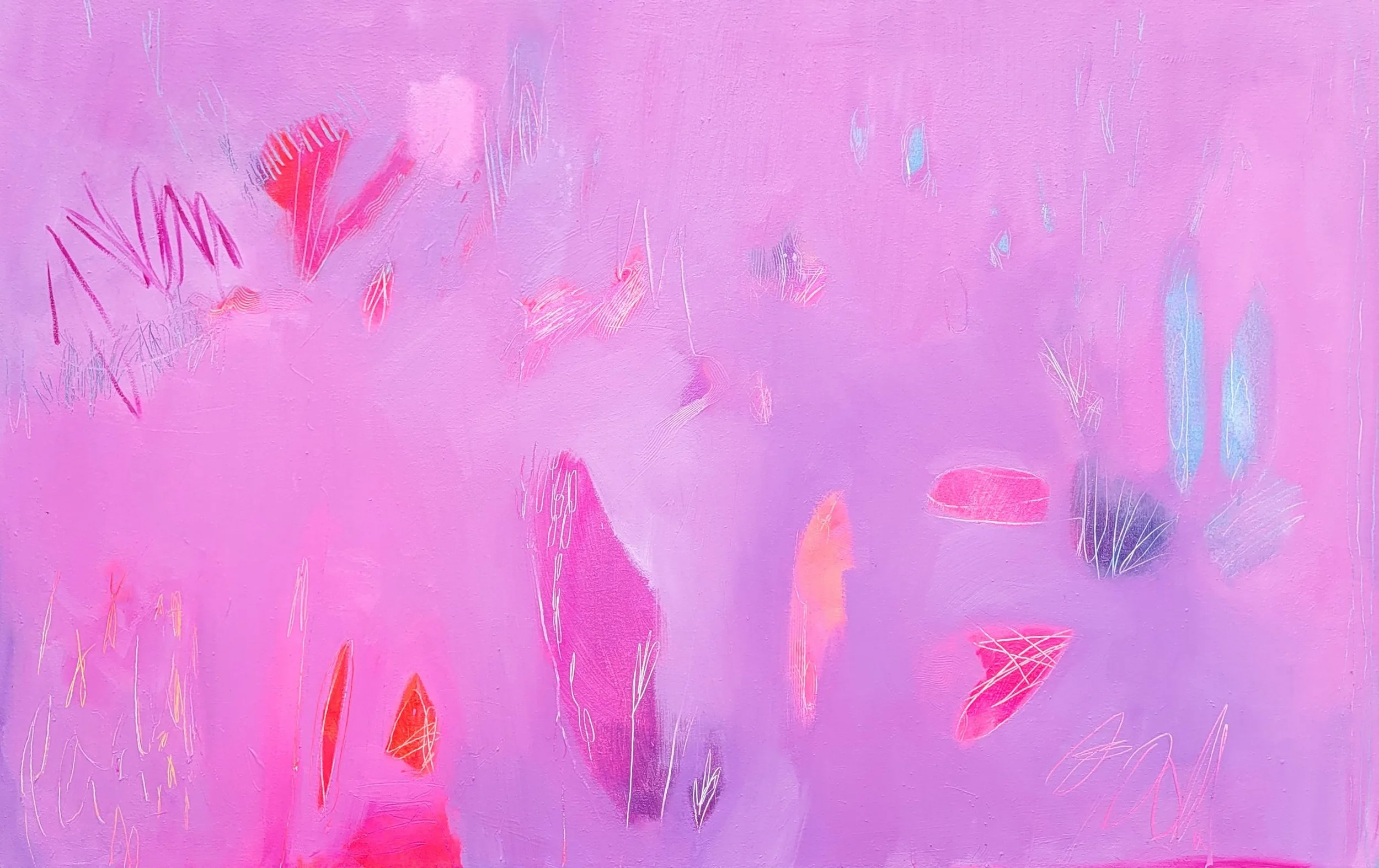 Letting go, again... (2024), acrylic and oil on canvas, 70 x 110 cm