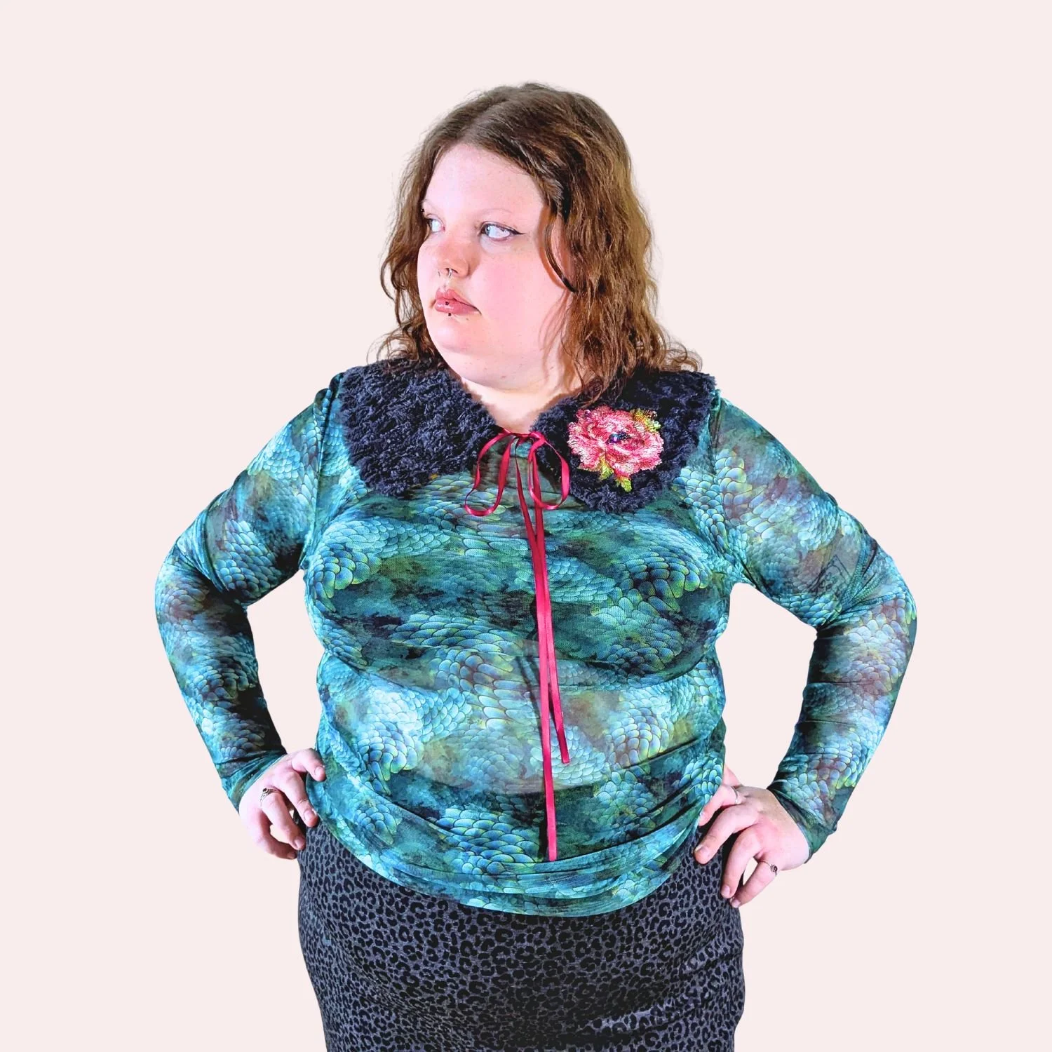 Charcoal plush collar pink background .jpg