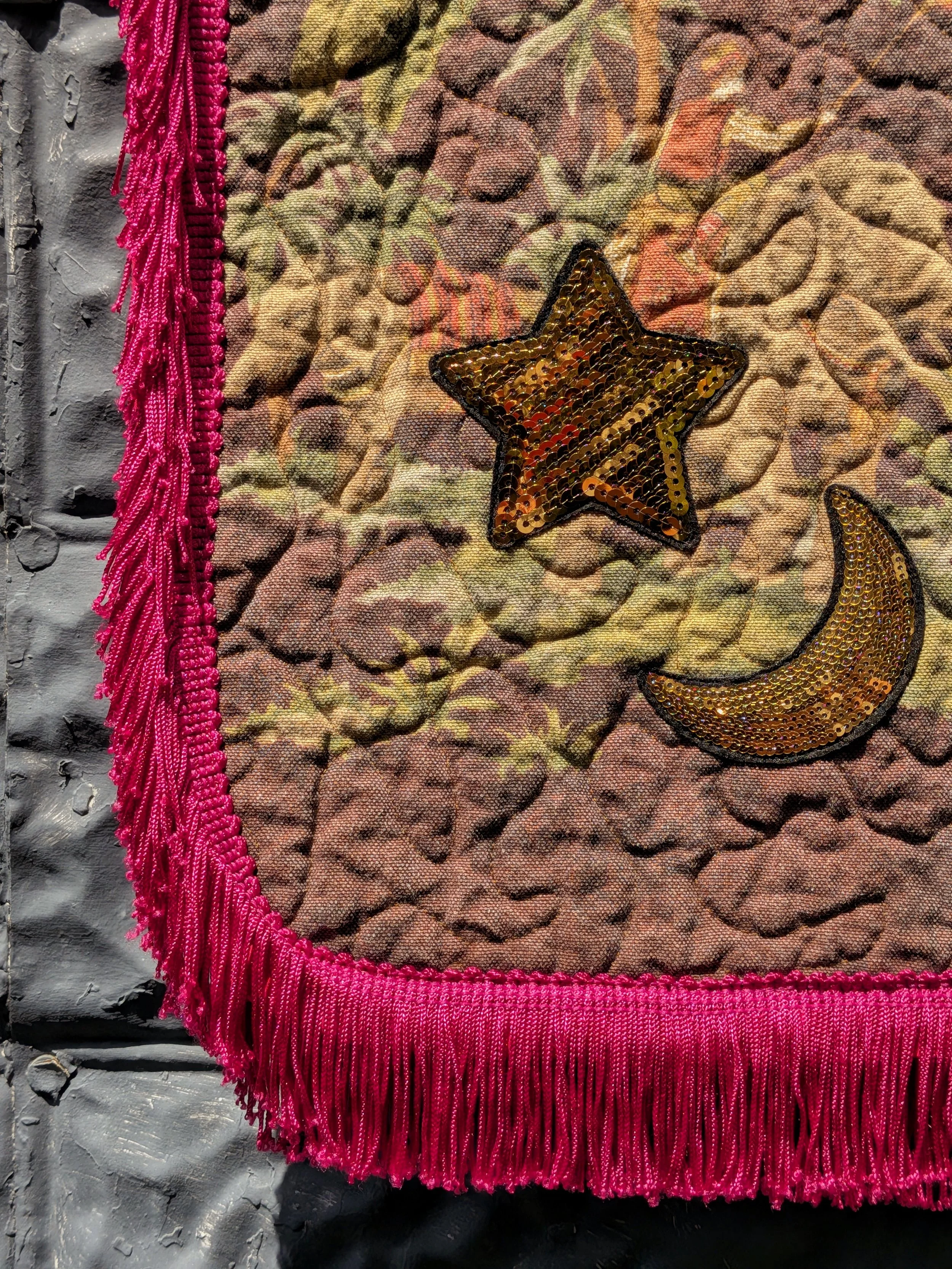 Upcycled Vintage Textile Bag With Fringe