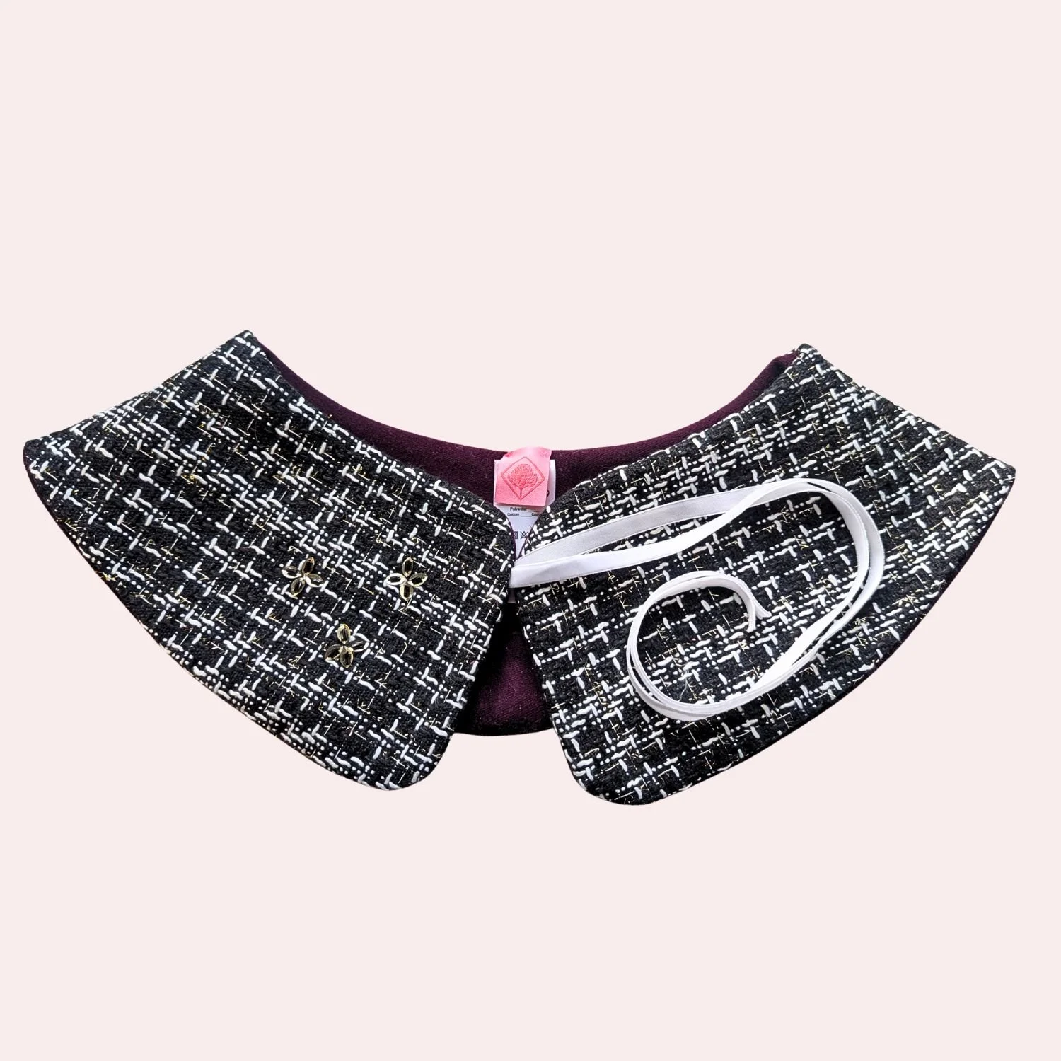 Black and white tweed collar pink background .jpg