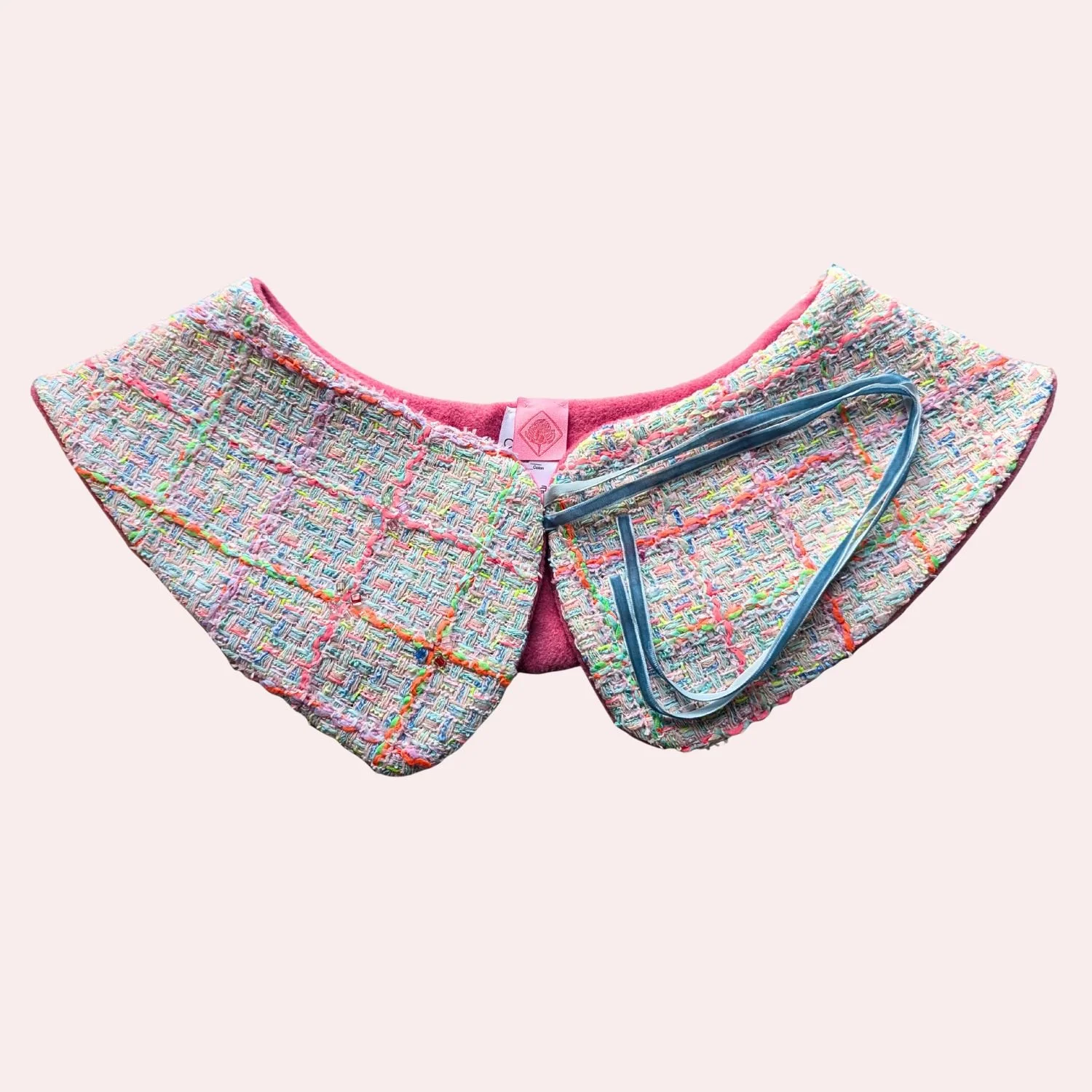 White and neon tweed collar pink background .jpg