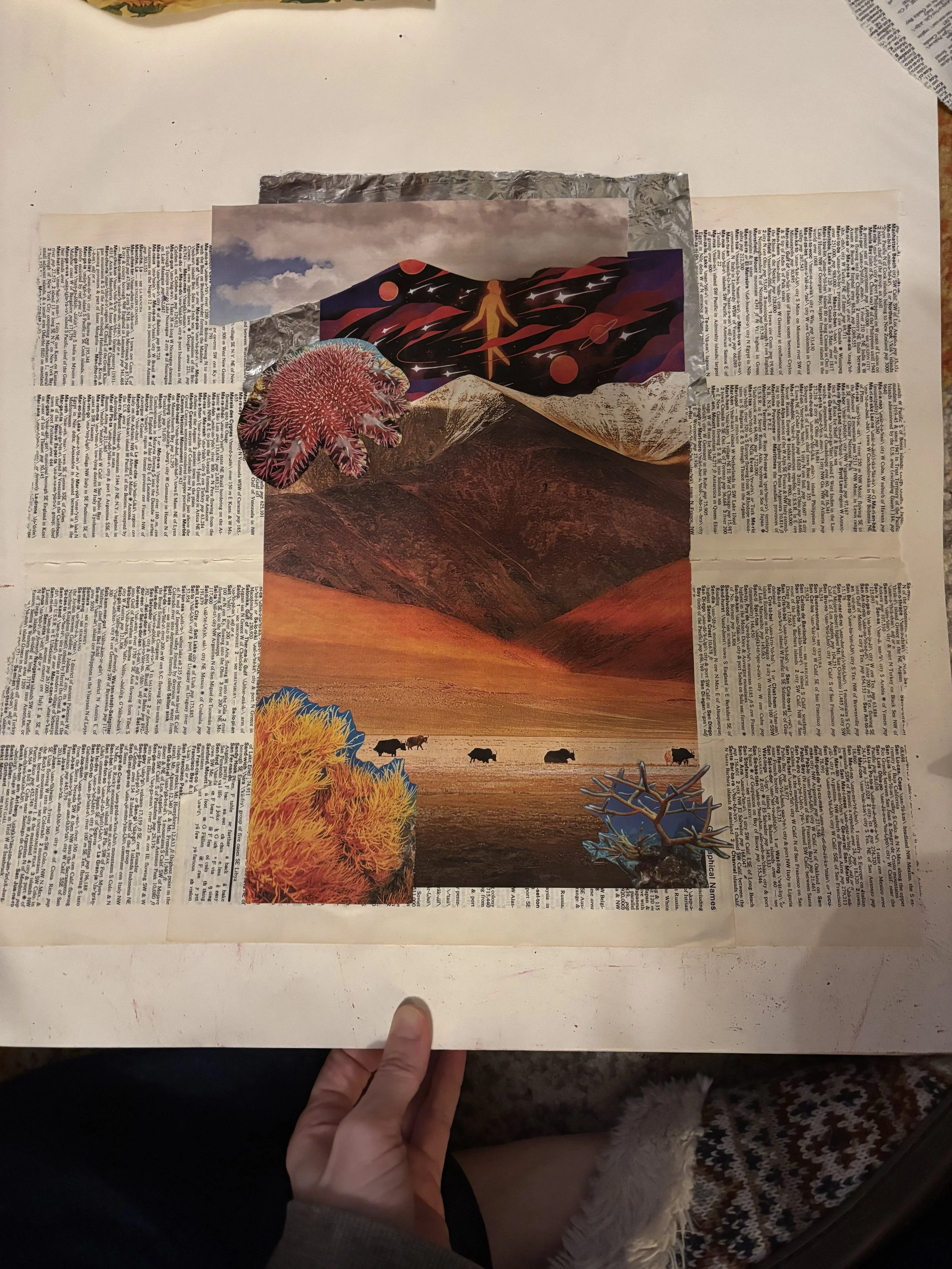 prehistoric ocean dreams - collage on paper. 2025