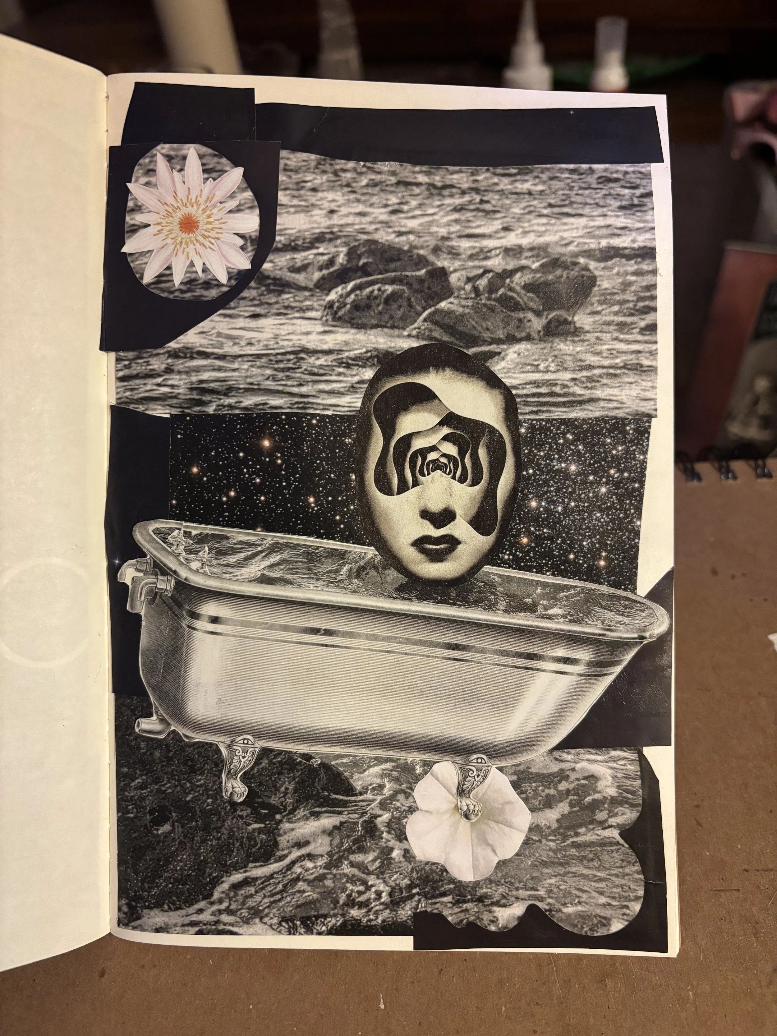 clawfoot drifting - collage on paper. 2026