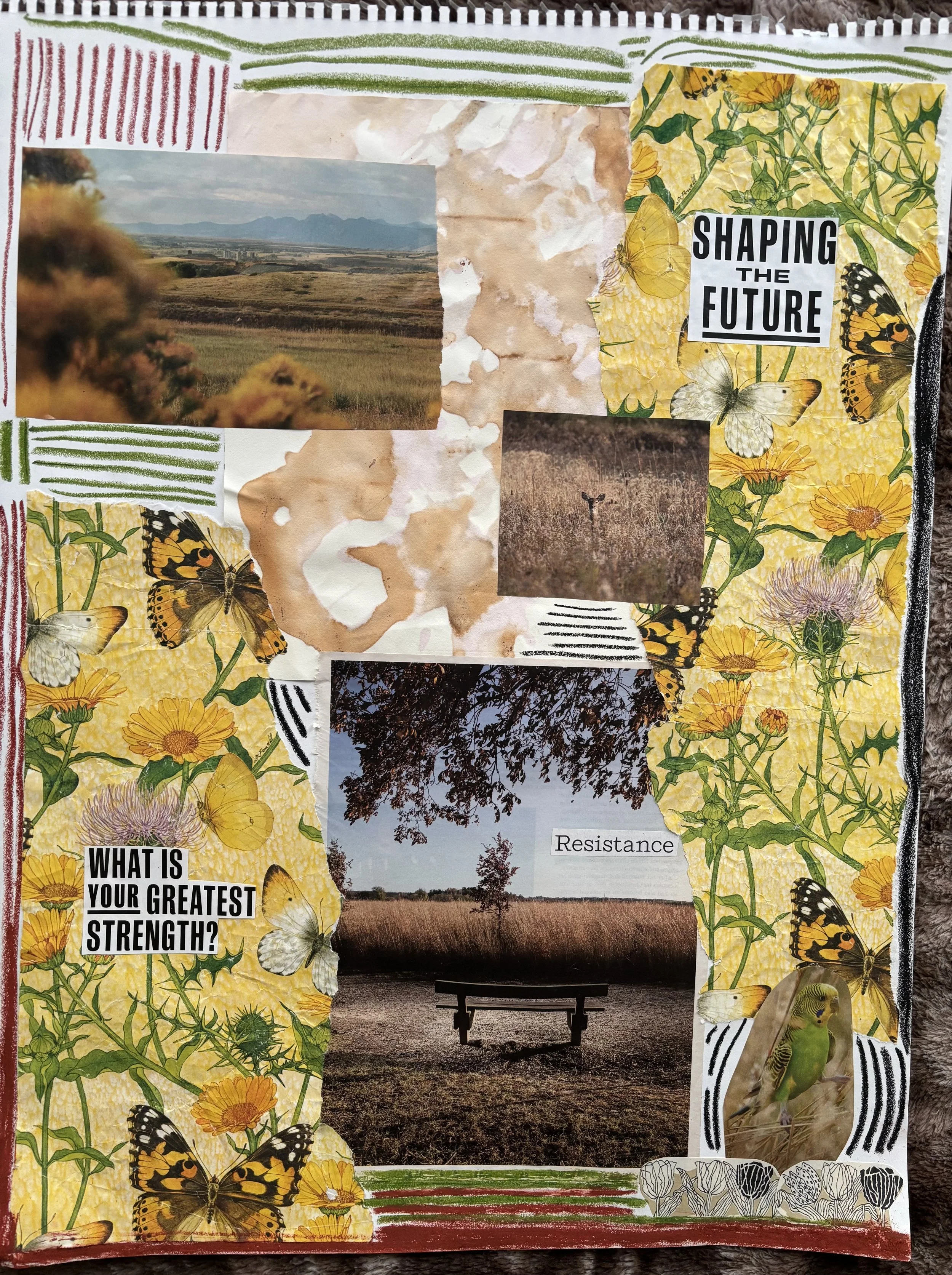 greatest strength - collage on paper with oil pastel. 2025