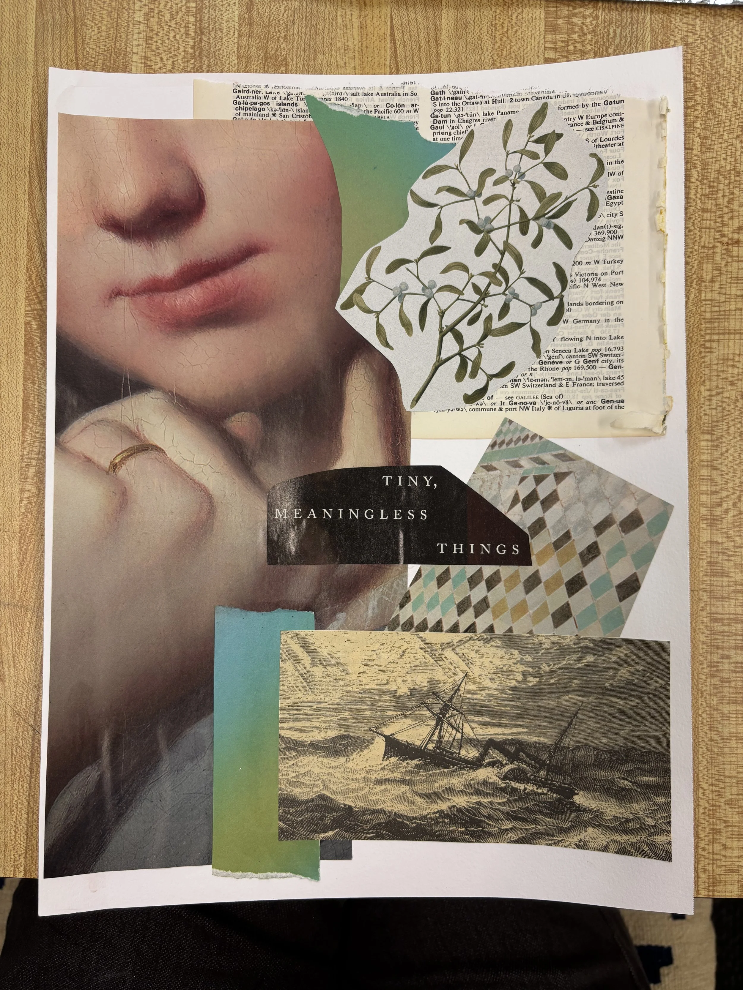 tiny meaningless things - collage on paper. 2025